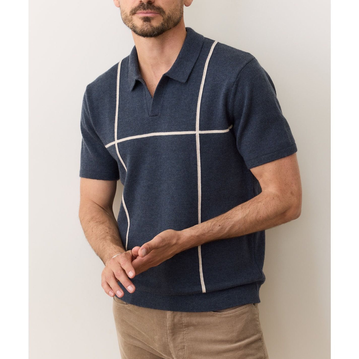 Marine Layer NWT Marine Layer Men's Cliff Sweater Polo in Dark Indigo Size US L / EU 52-54 / 3 - 1 Thumbnail