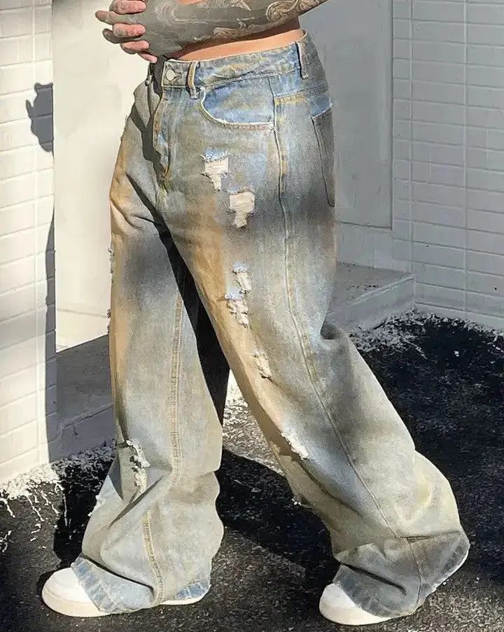 Japanese Brand Ripped Jeans Streetwear Y2k Distressed Vintage Denim Pants Size US 32 / EU 48 - 2 Thumbnail