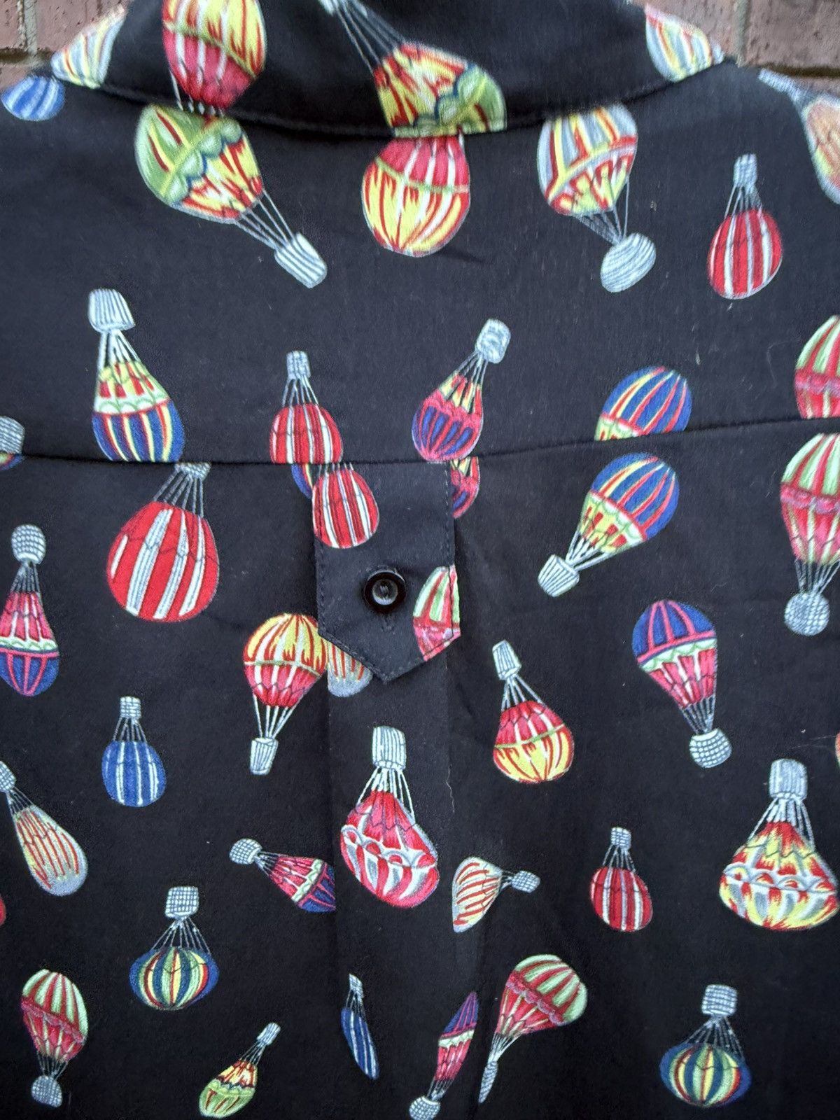 Other CALS Cal Style Hot Air Balloon Black Blouse Roll Tab Sleeve Size L / US 10 / IT 46 - 7 Thumbnail