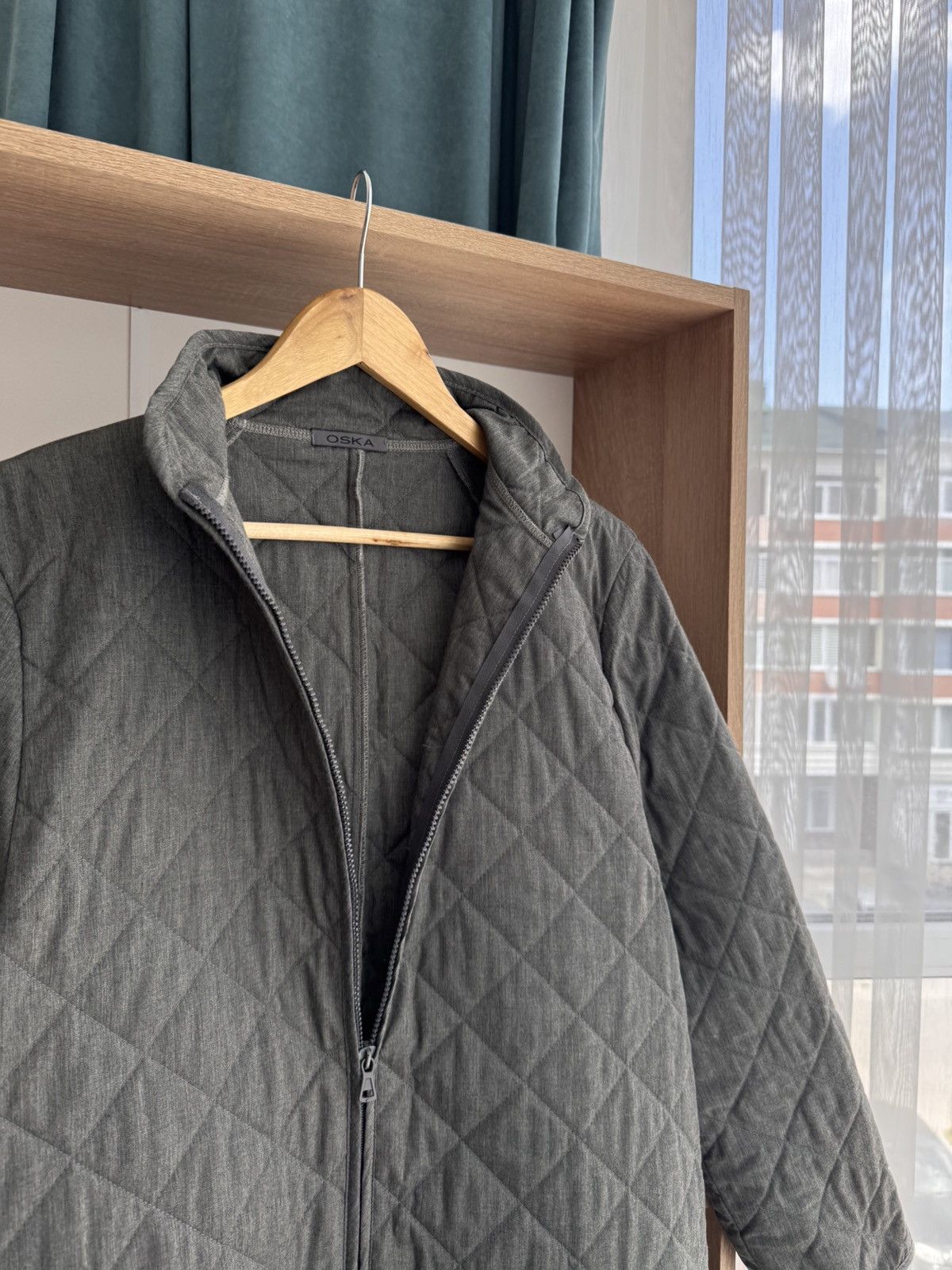 Vintage Vintage Oska Grey Wool Luxury Double Zip Quilted Jacket Size S / US 4 / IT 40 - 3 Thumbnail