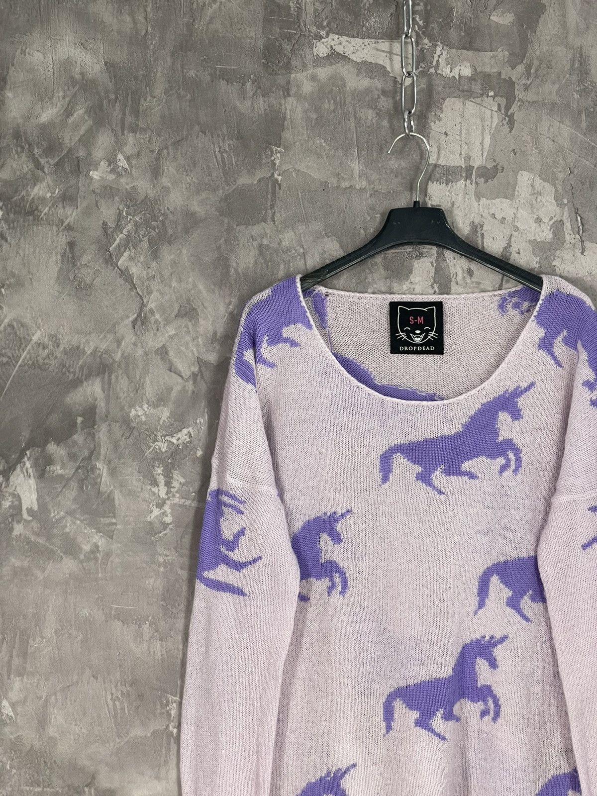 Drop Dead Clothing × Japanese Brand AVANT GARDE Y2K UNICORN PURPLE DROP DEAD KNIT SWEATER Size M / US 6-8 / IT 42-44 - 3 Thumbnail