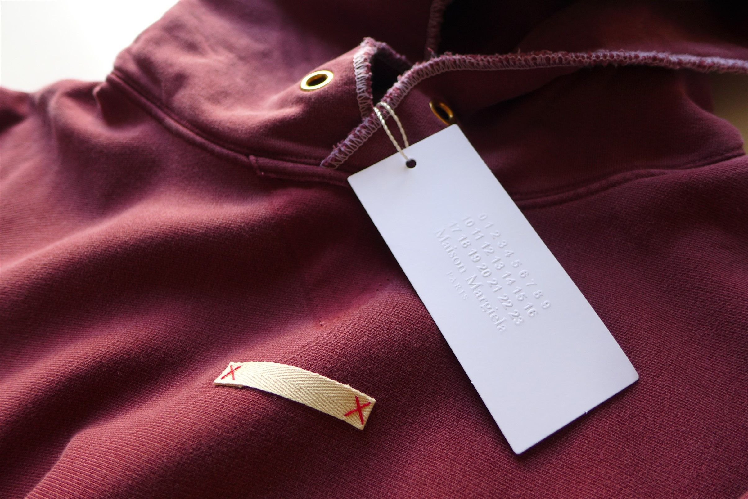 Maison Margiela Margiela Name Tag Hoodie - Washed Burgundy Cotton Size US S / EU 44-46 / 1 - 7 Thumbnail