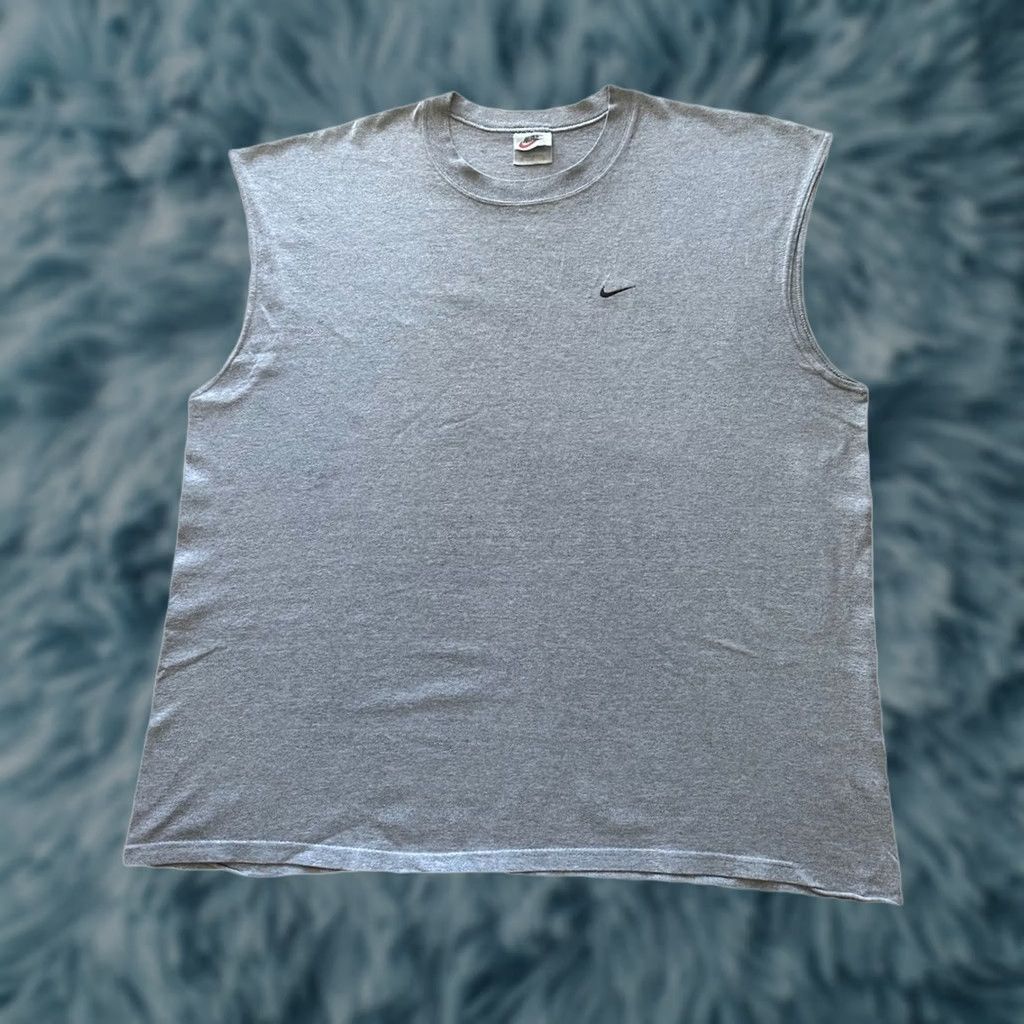Nike VINTAGE Nike Gray Swoosh Tank Top Mens XXL Made In USA Embroidered Swoosh 90s Size US XL / EU 56 / 4 - 1 Thumbnail