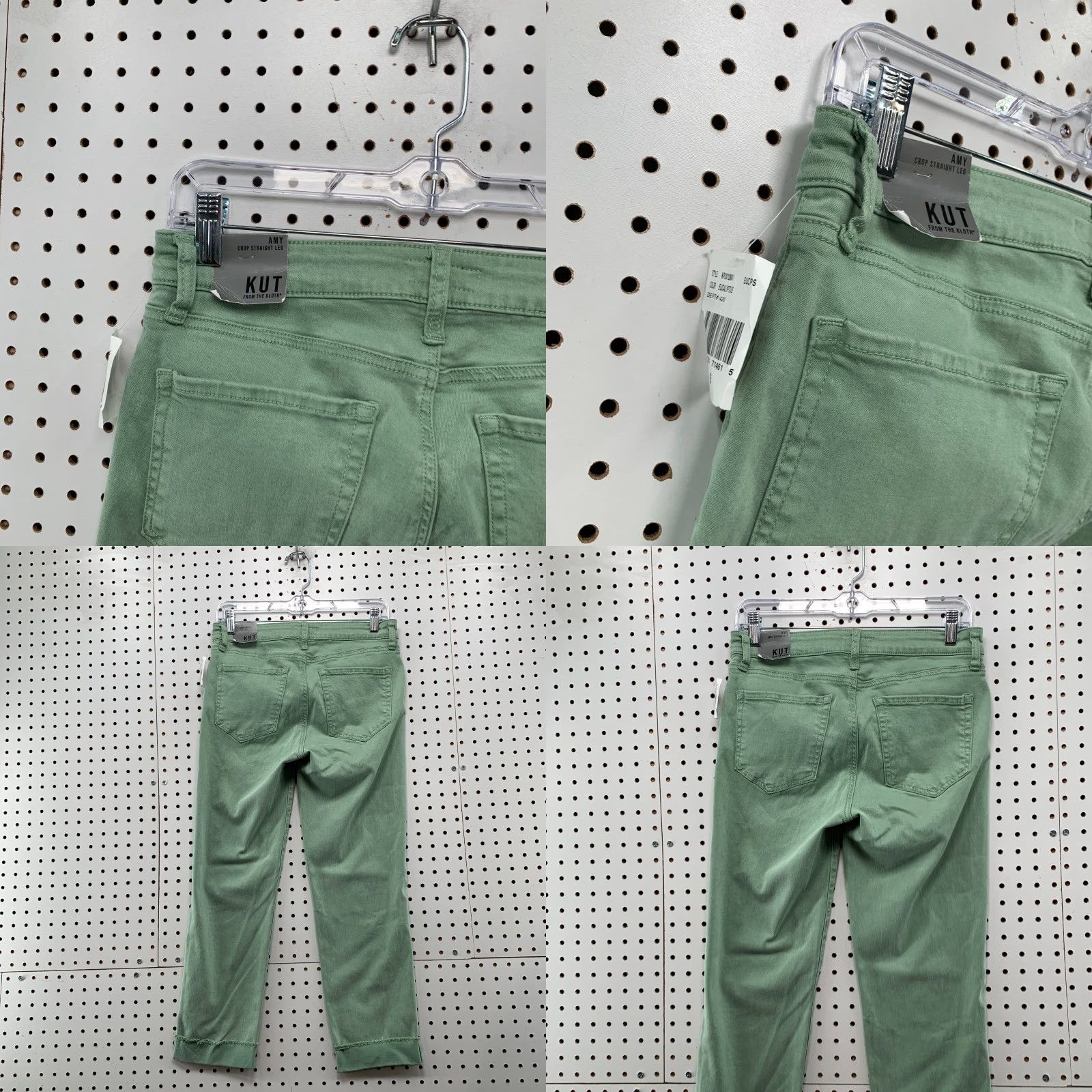 Vintage KUT From The Kloth AMY Pants Womens 6 Green Crop Straight Leg NEW 28x25 Size 28" / US 6 / IT 42 - 8 Thumbnail