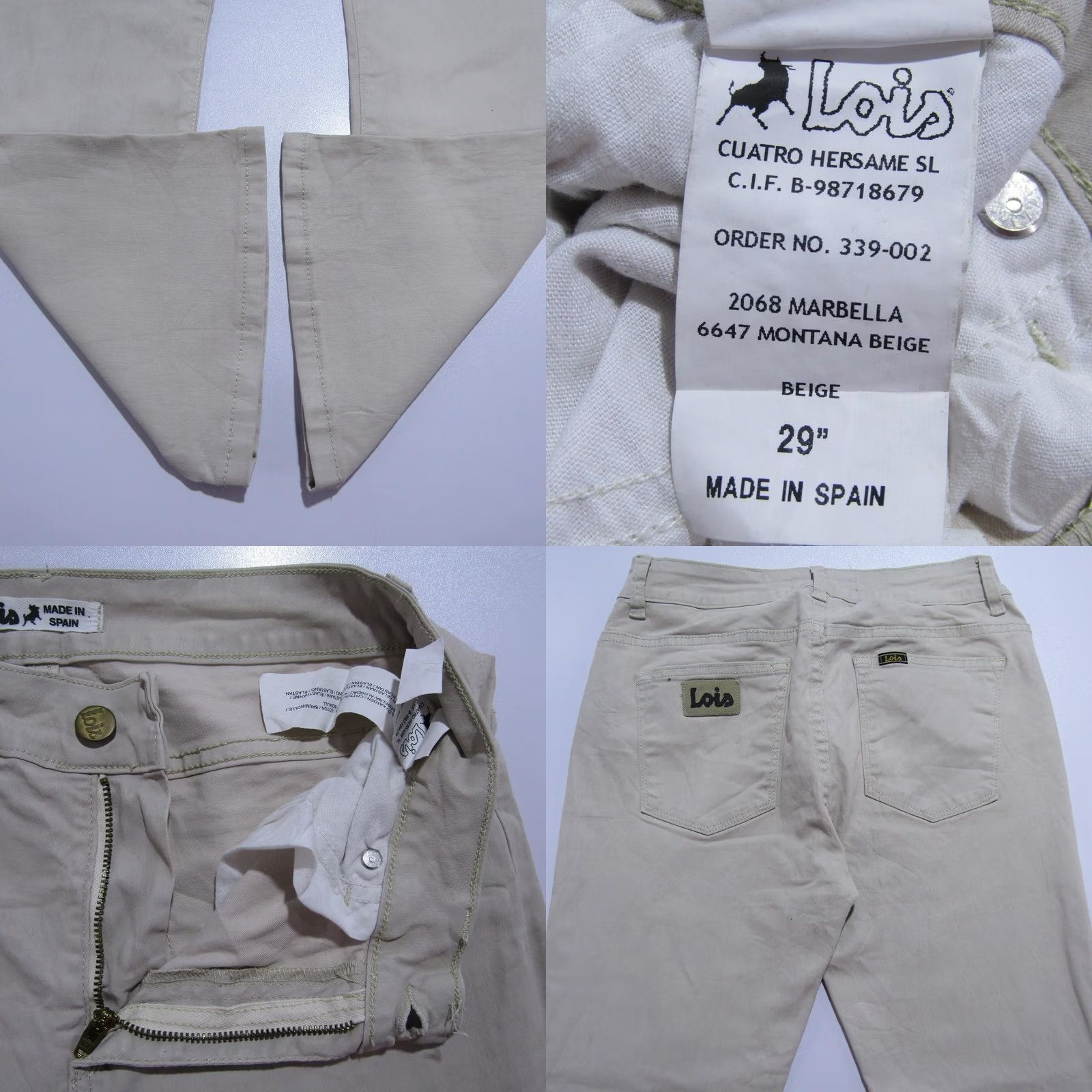 Vintage Lois Vtg Stretch Bootcut Regular Fit Jeans Beige W29/L26 UK 11 SKU Y12504 Size 29" - 8 Thumbnail