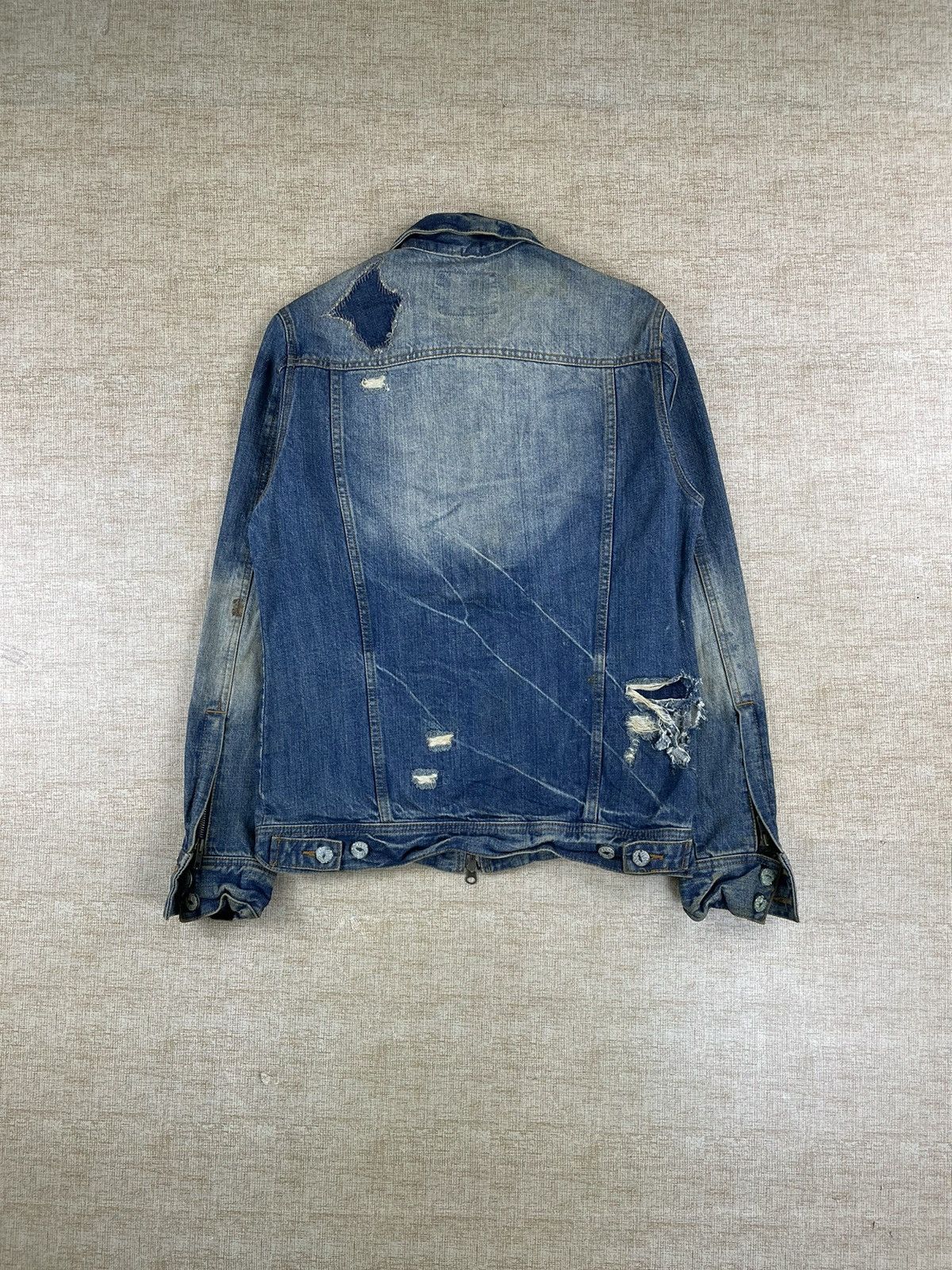 If Six Was Nine × Vintage VINTAGE JACKROSE PUNK Style Distressed Denim Jacket Size US M / EU 48-50 / 2 - 2 Thumbnail