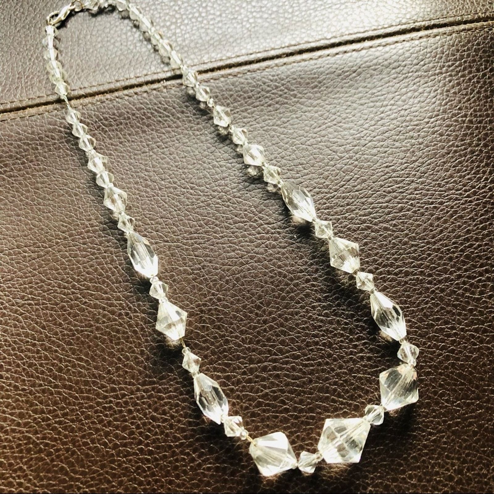 Vintage Vintage faceted clear glass crystal chain strand necklace Size ONE SIZE - 5 Thumbnail