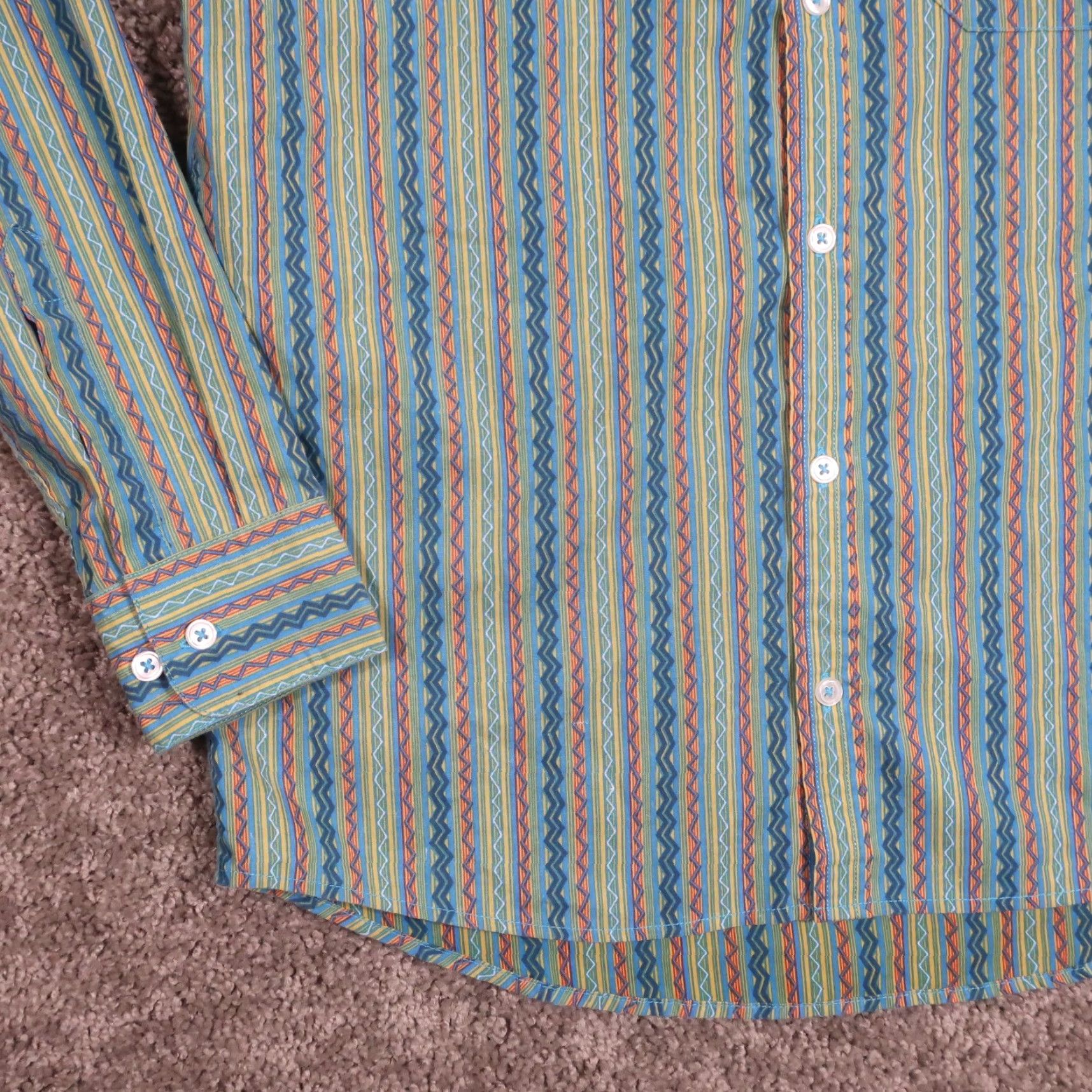 RVCA RVCA Button Up Shirt Mens S Multicolor Teal Aztec Southwest Designer Alex Knost Size US S / EU 44-46 / 1 - 6 Thumbnail