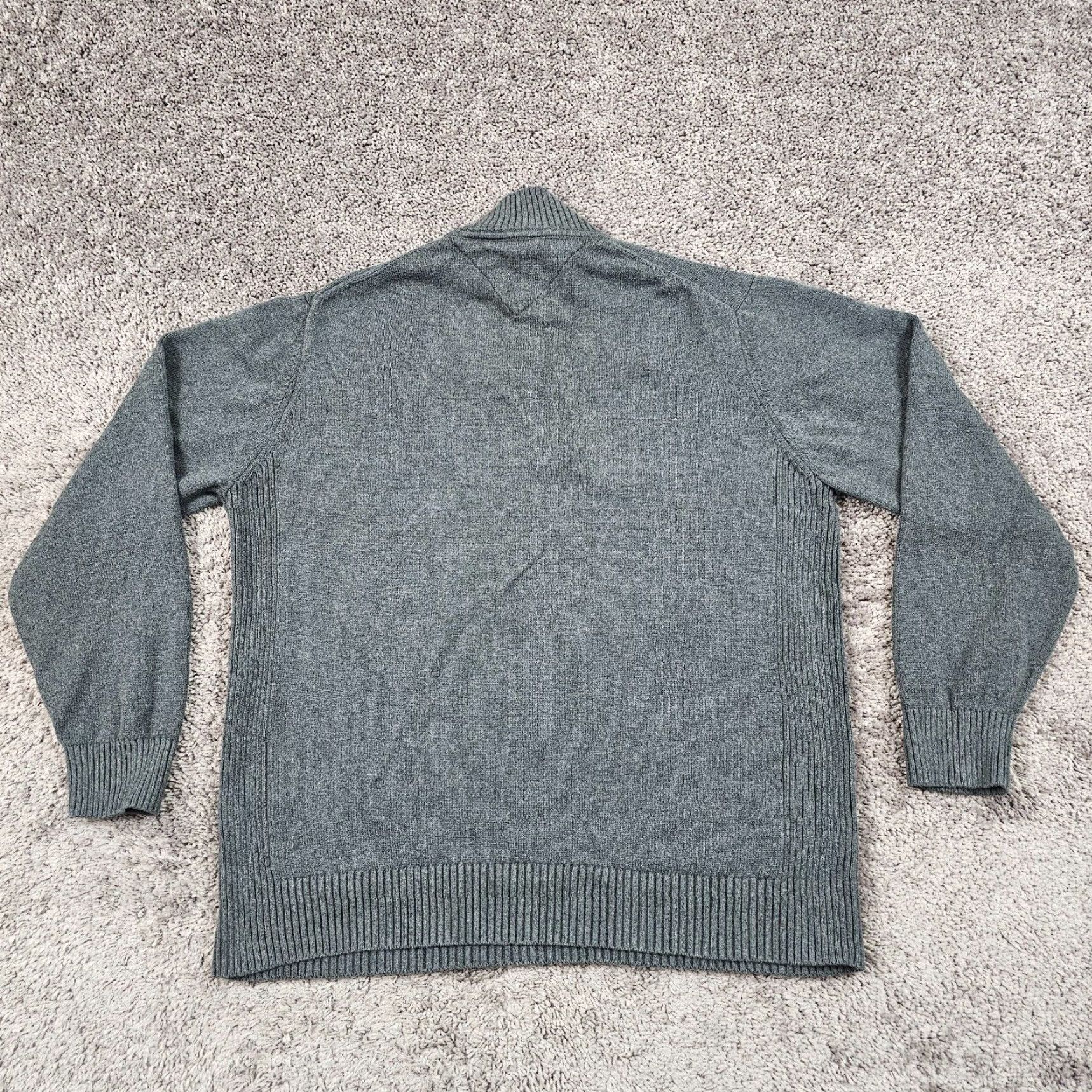 Tommy Hilfiger VINTAGE Tommy Hilfiger Sweater Mens XL Gray 1/4 Zip Mock Neck Knit Cotton Pullover £?? Size US XL / EU 56 / 4 - 3 Thumbnail