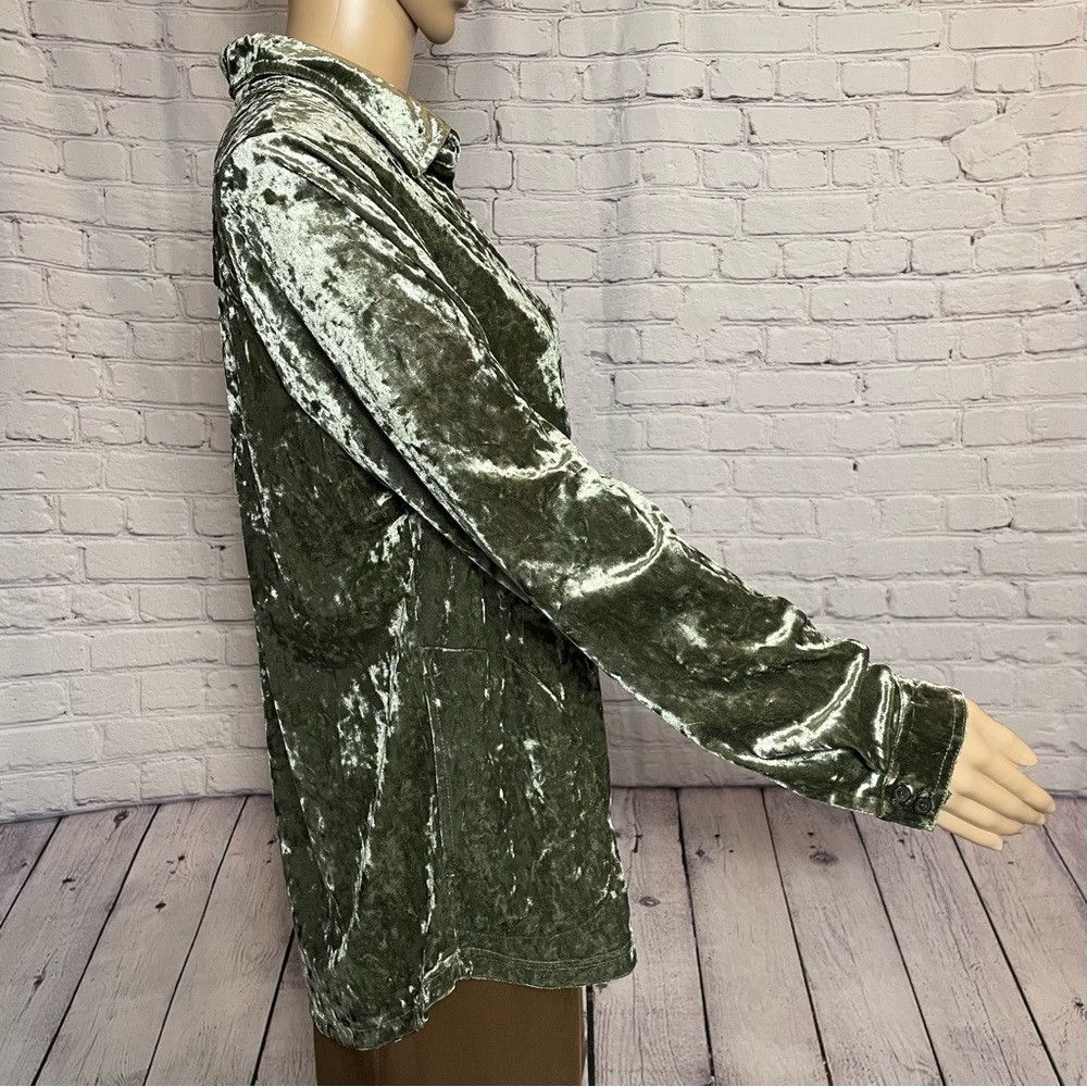 Other New Belle By Kim Gravel Crushed Velvet Green Button Down Sh Size M / US 6-8 / IT 42-44 - 4 Thumbnail