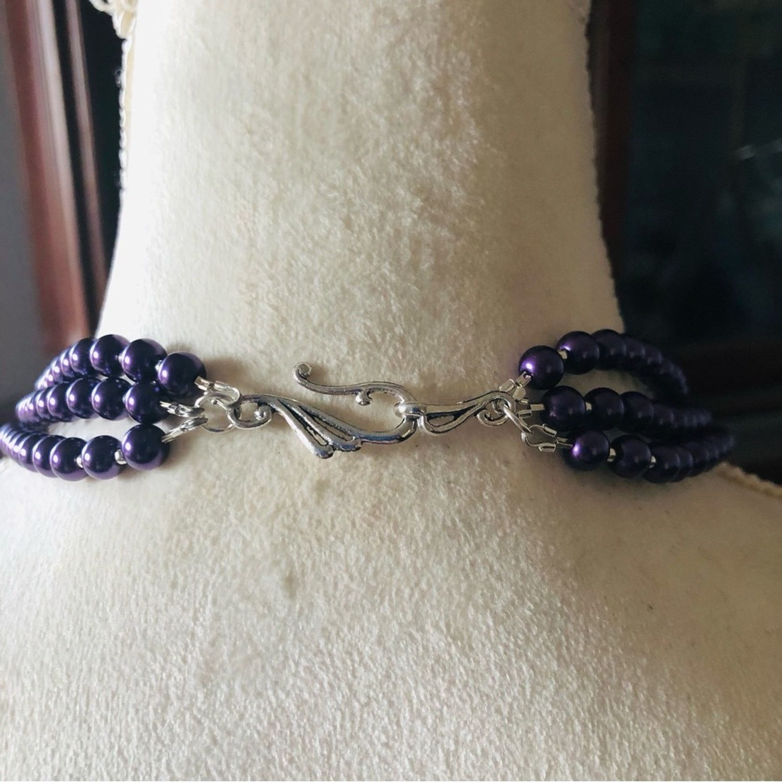 Handmade Handcrafted repurpose large faceted stone Pearl necklace Size ONE SIZE - 11 Thumbnail