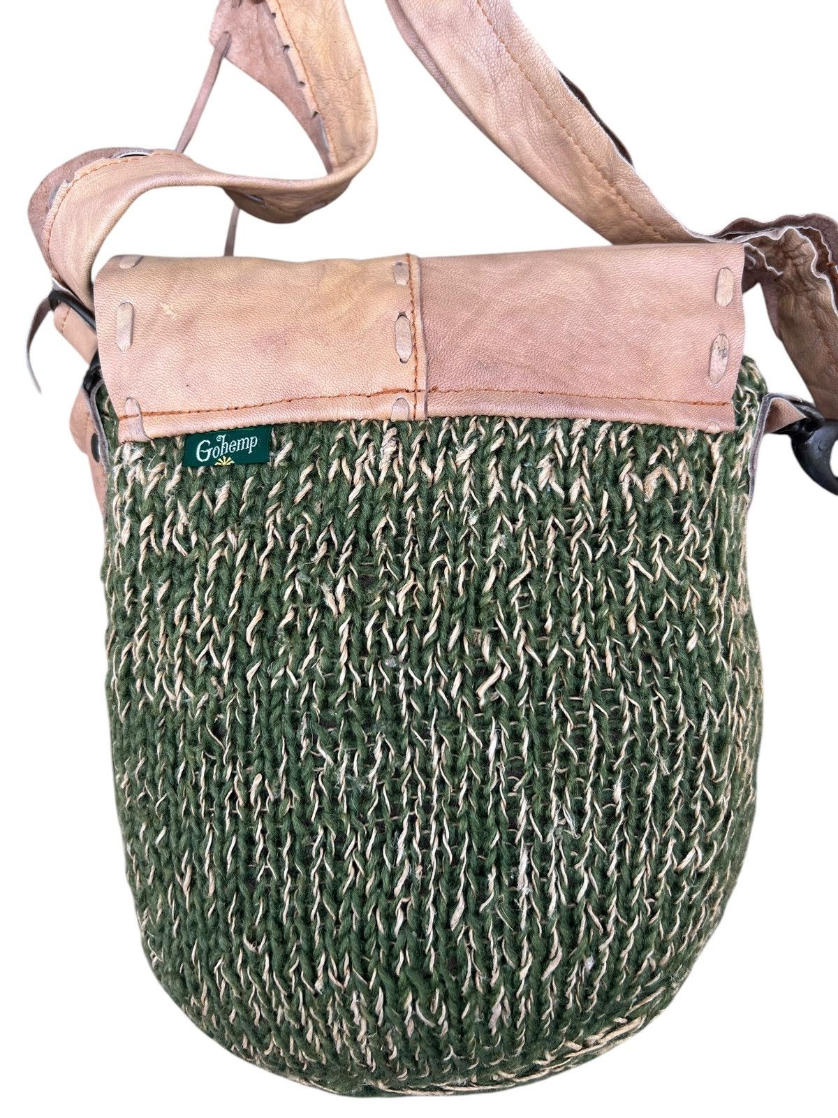 Leather Vintage Gohemp Gowest Japan Distress Patina Leather Wool Bag Size ONE SIZE - 10 Thumbnail
