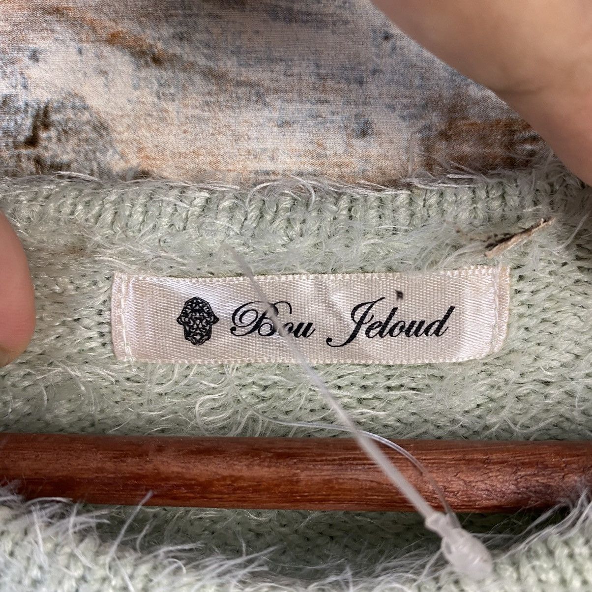 Japanese Brand D Bou Jeloud faded Light Green shaggy Mohair Knitwear#c1046 Size M / US 6-8 / IT 42-44 - 9 Thumbnail