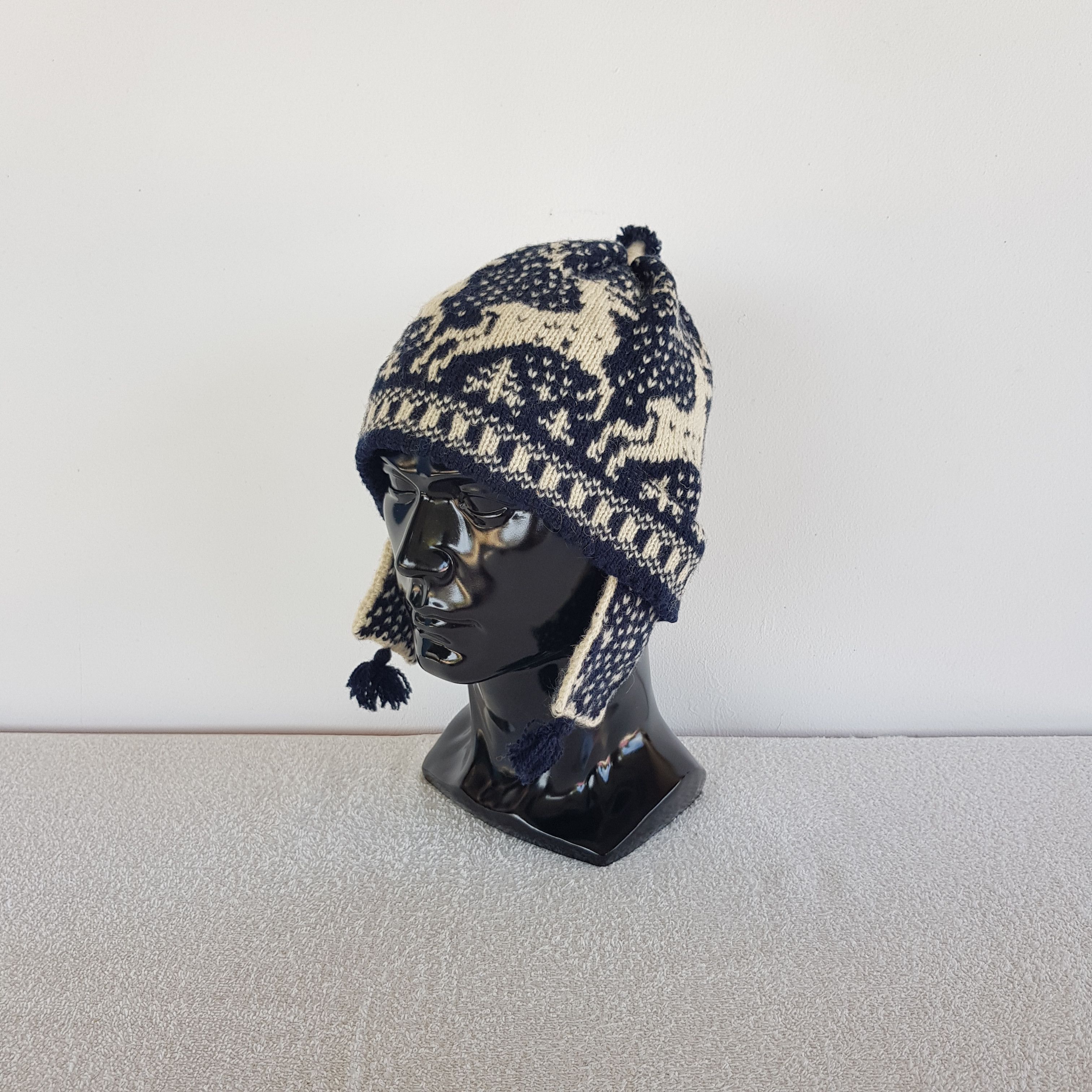 Other Vintage Deer Aztec Earflap Beanie Knit Snow Caps Ski Hats. Size ONE SIZE - 1 Thumbnail