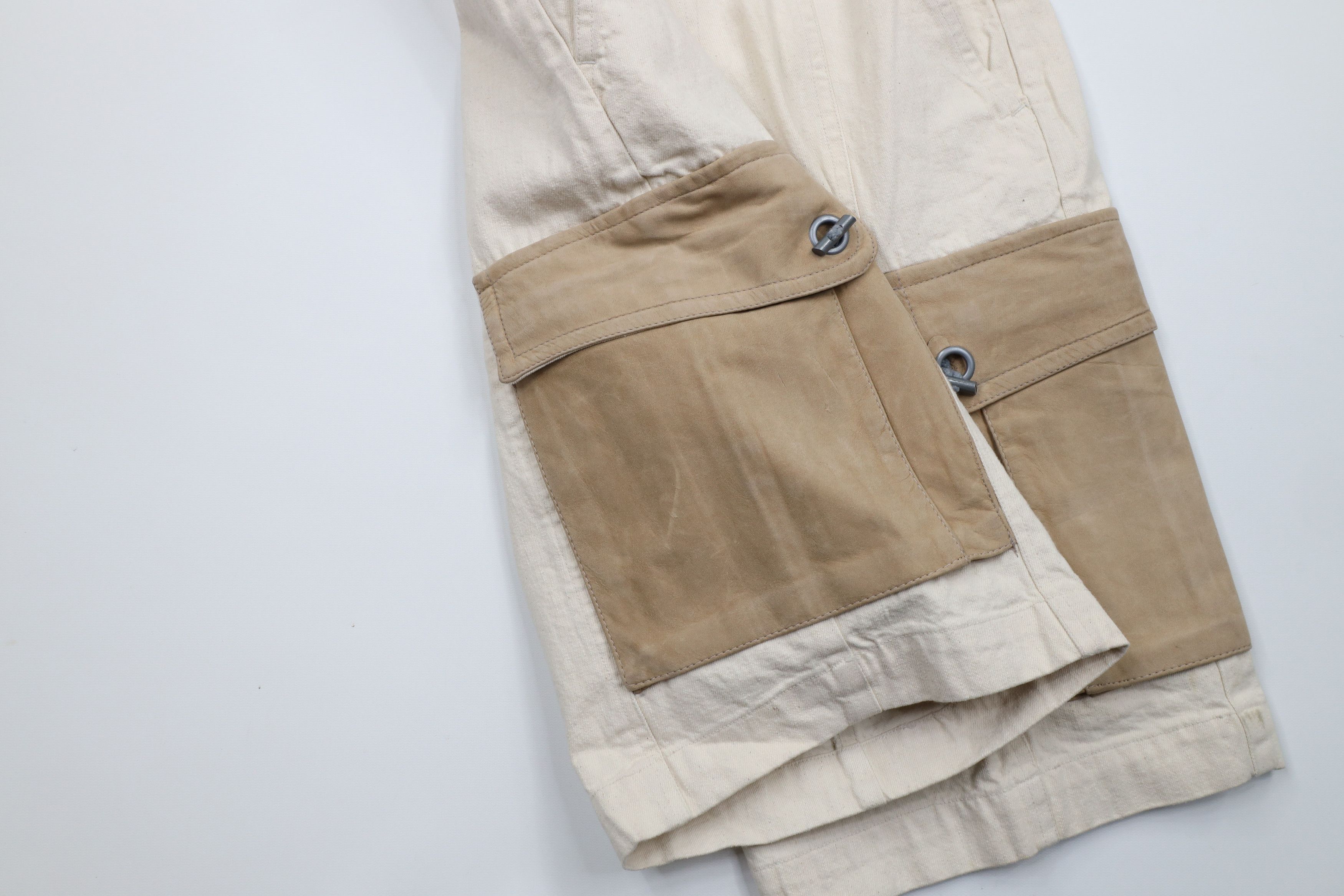 Vintage Deadstock Vintage 90s Streetwear Leather Denim Cargo Shorts Size US 31 - 6 Thumbnail