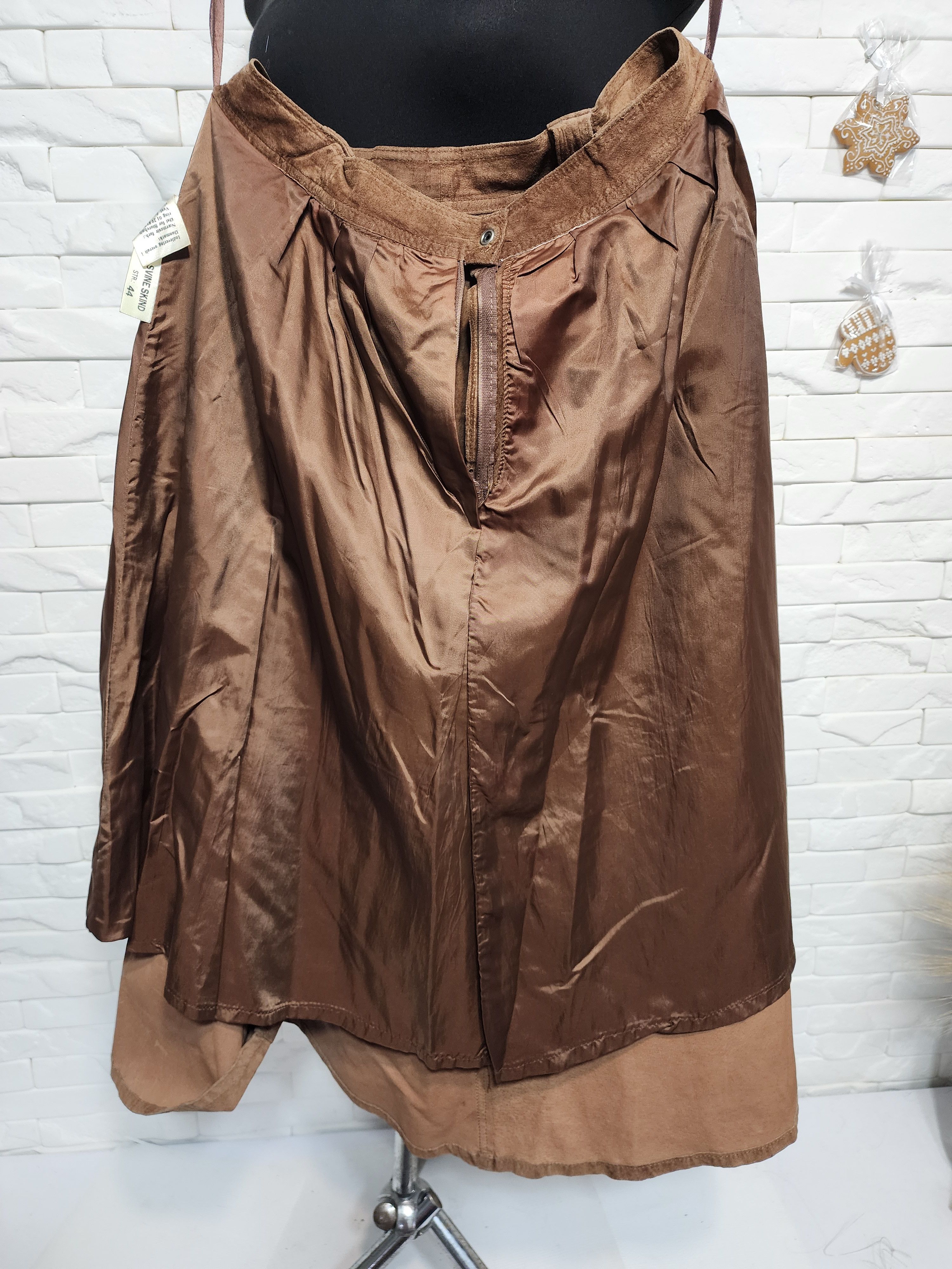 Other Brown Flared Leather Skirt with Pockets. Size 32" / US 10 / IT 46 - 8 Thumbnail