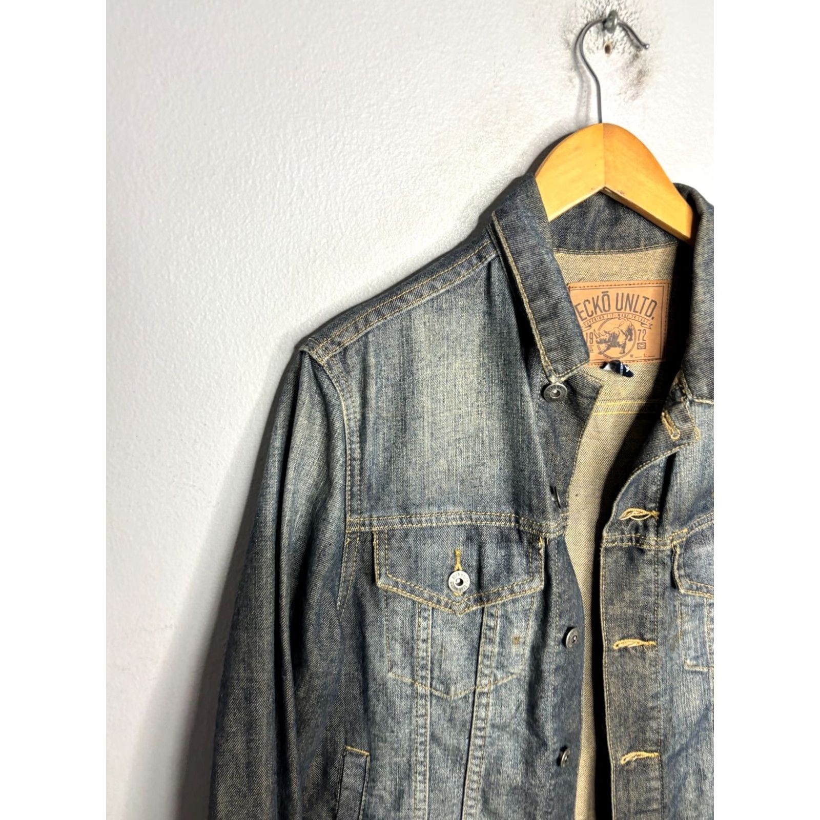 Ecko Unltd. VINTAGE Ecko Unltd. Denim Jacket Trucker Mens Size M Blue 6094 Jacket Size US M / EU 48-50 / 2 - 2 Thumbnail