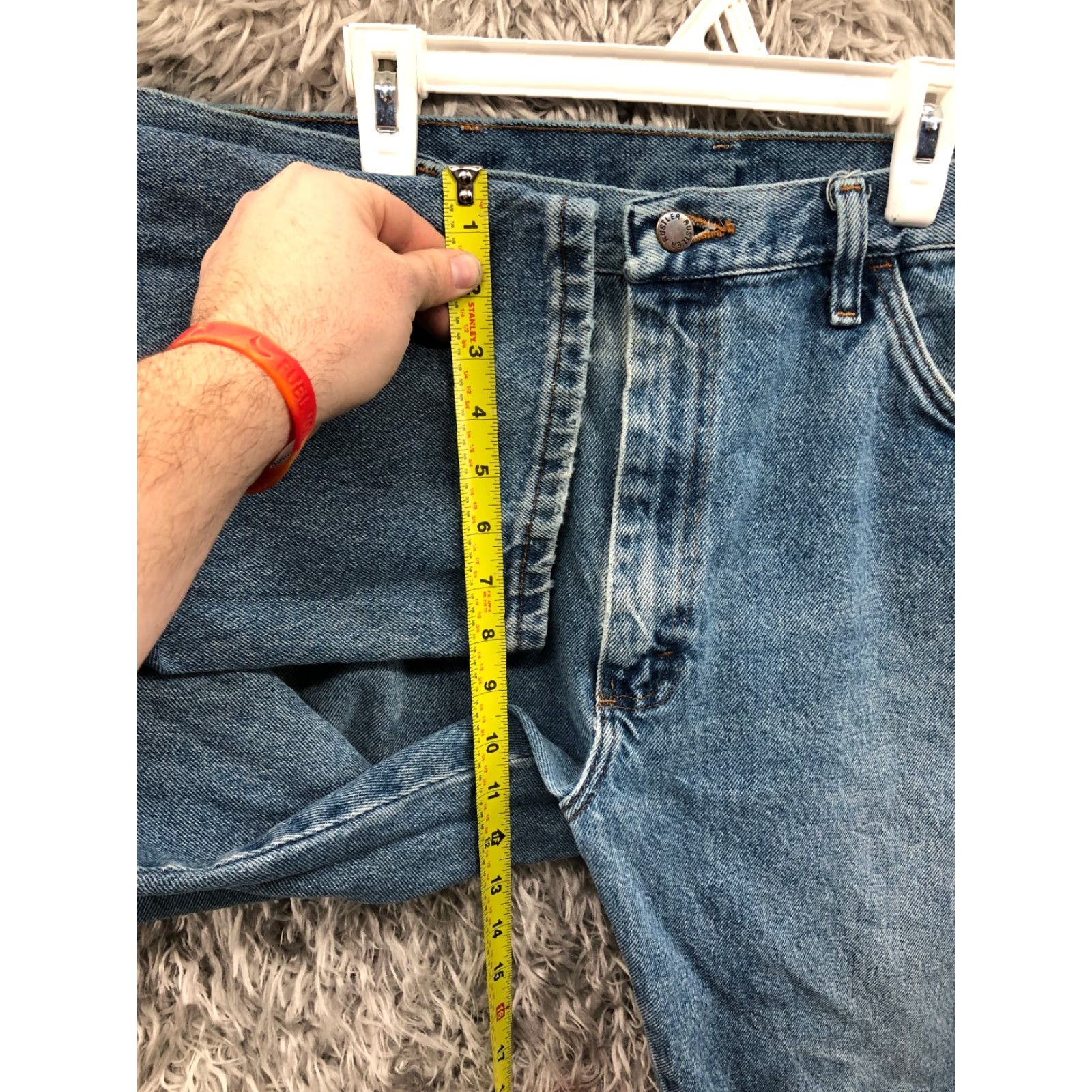 Denime Rustler Jeans 36x30 Mens Mid Rise Straight Leg Dark Wash Blue Denim Jeans Size US 36 / EU 52 - 4 Thumbnail