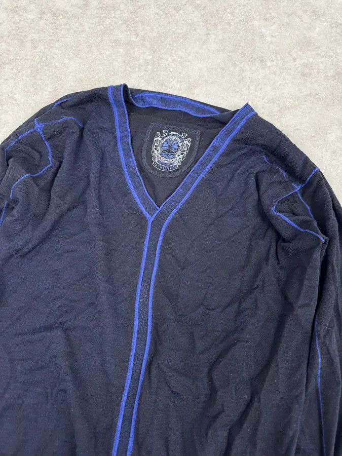 Marithe + Francois Girbaud 2000s Marithé + François Girbaud Black & Blue V Neck Irregular Sweater Size US M / EU 48-50 / 2 - 5 Thumbnail