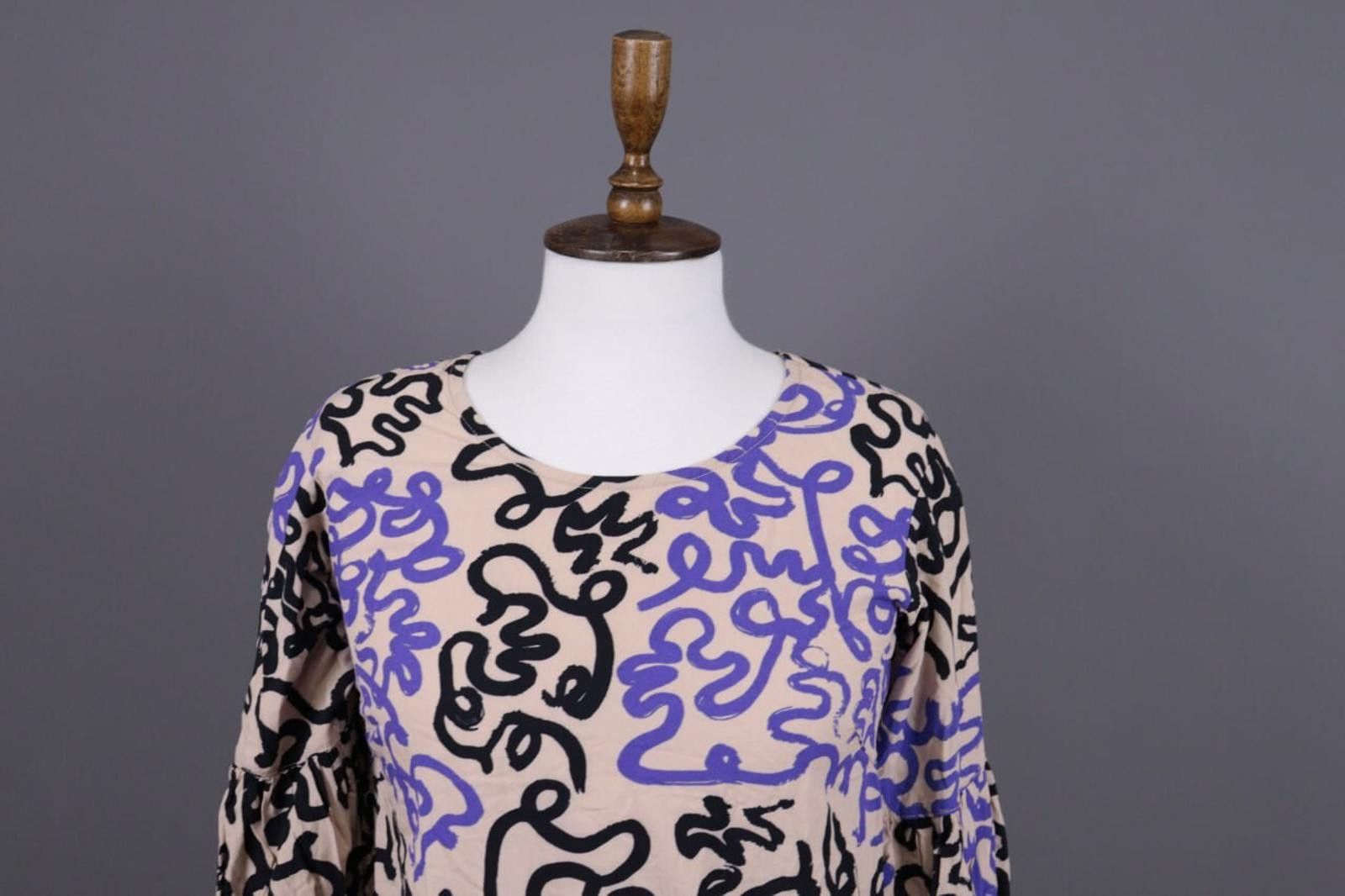 Designer Bitte Kai Rand Beige Abstract Graffiti Crew Sweater Size XS Size XS / US 0-2 / IT 36-38 - 2 Thumbnail