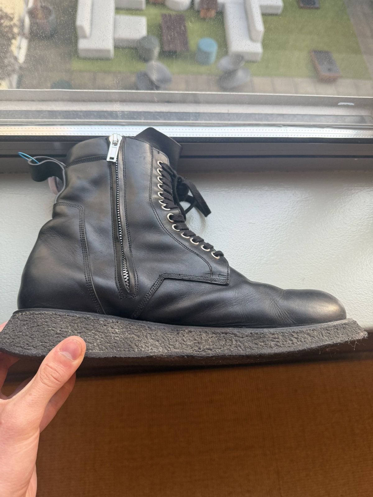 Rick Owens RICK OWENS GLITTER COMBAT BOOTS Size US 12 / EU 45 - 6 Thumbnail