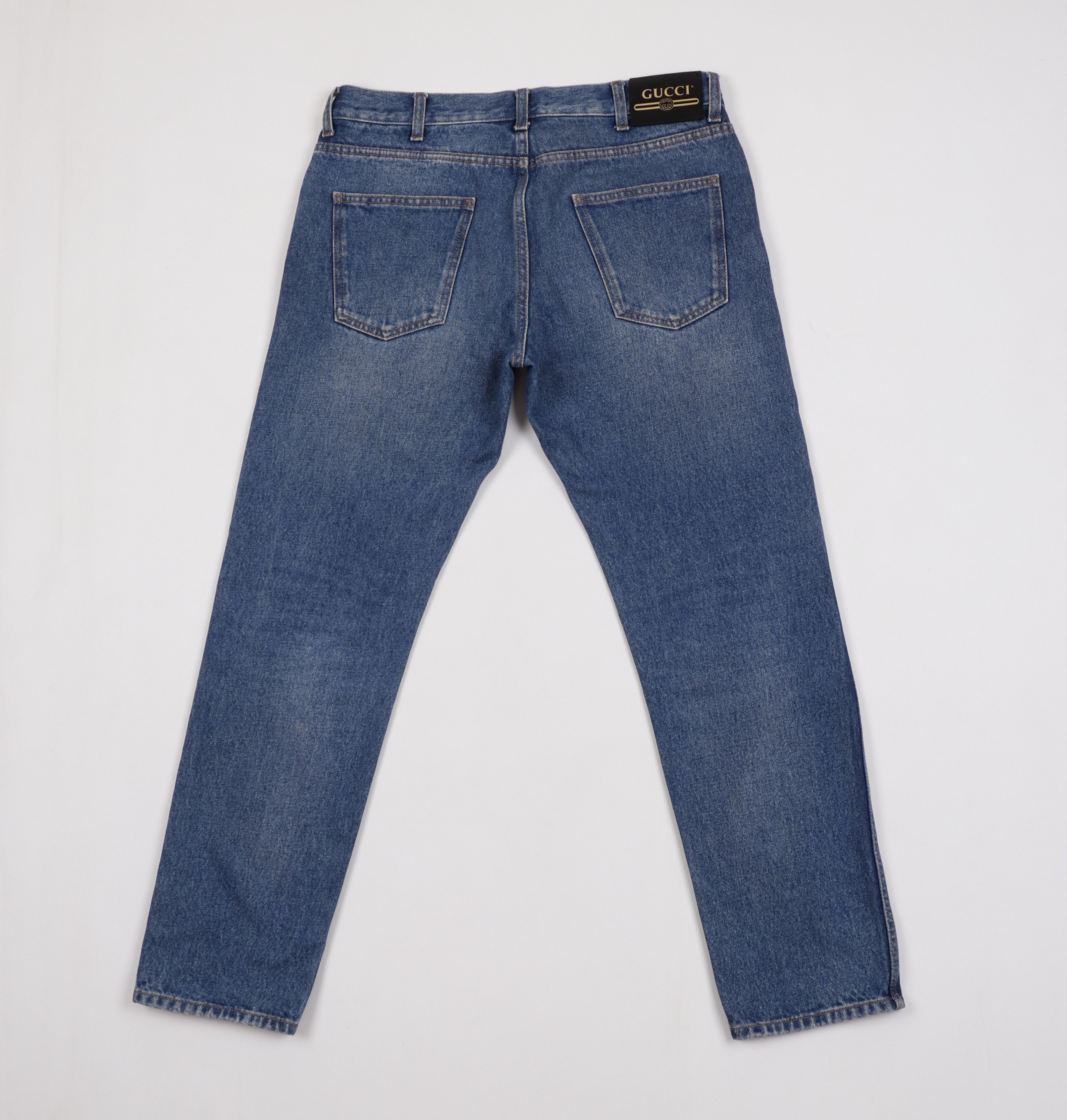 Gucci Men's Gucci Cotton Blue Jeans GG Web Patch Size W32-33" Size US 33 - 6 Thumbnail