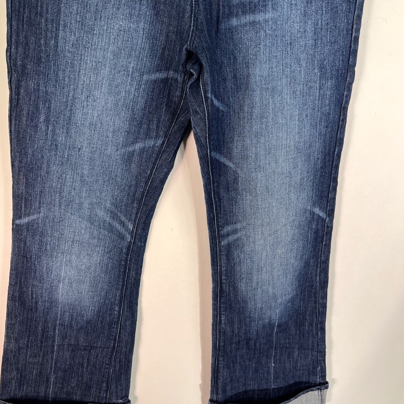 Vintage Apollo Jeans Straight Cuffed Embellished Women's Size 14 Dark Wash Denim Blue Jeans Size 36" / US 14 / IT 50 - 3 Thumbnail