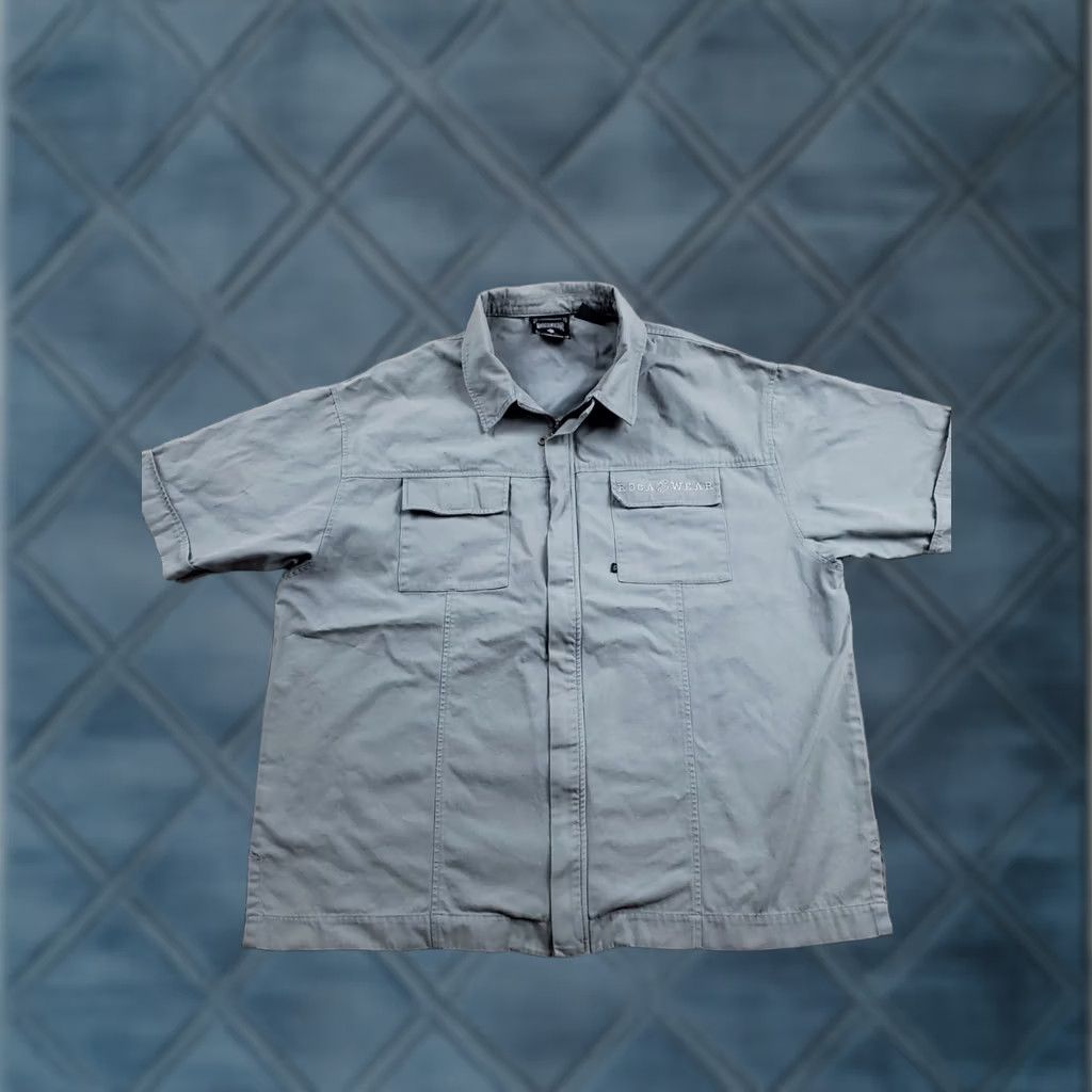 Rocawear VINTAGE Rocawear Shirt 2XL Mens Gray Canvas Baggy Fit Full Zip Short Sleeve Y2K Size US XXL / EU 58 / 5 - 1 Thumbnail