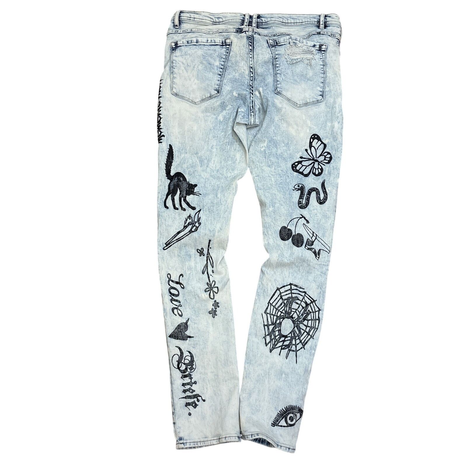 Rogue Rogue Ninth Hall light wash skinny jeans graffiti 34x33 Size 34" / US 12 / IT 48 - 5 Thumbnail