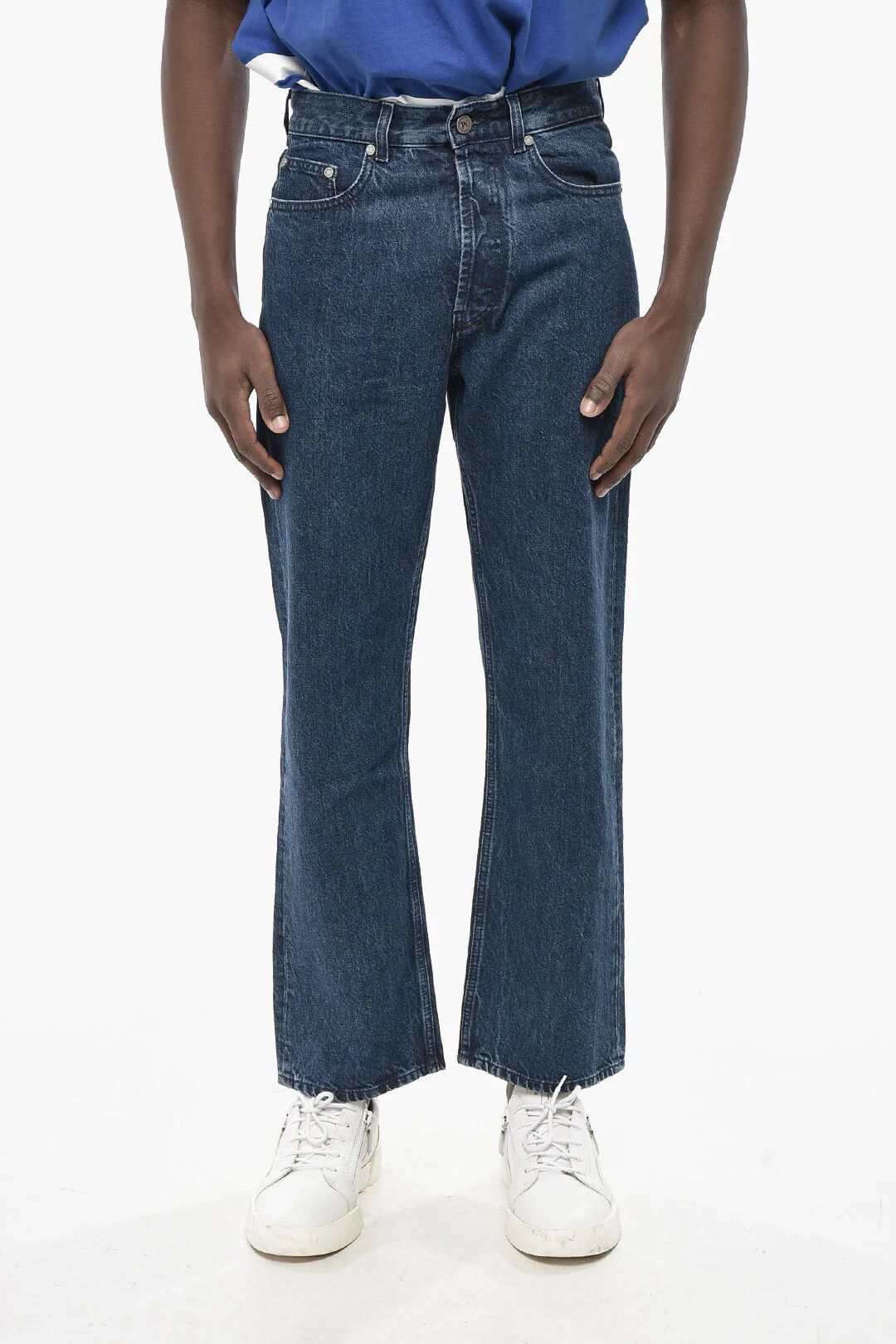 Palm Angels og1mm0326 Dark Wash Denim Loose Fit Jeans in Blue Size US 30 / EU 46 - 1 Thumbnail