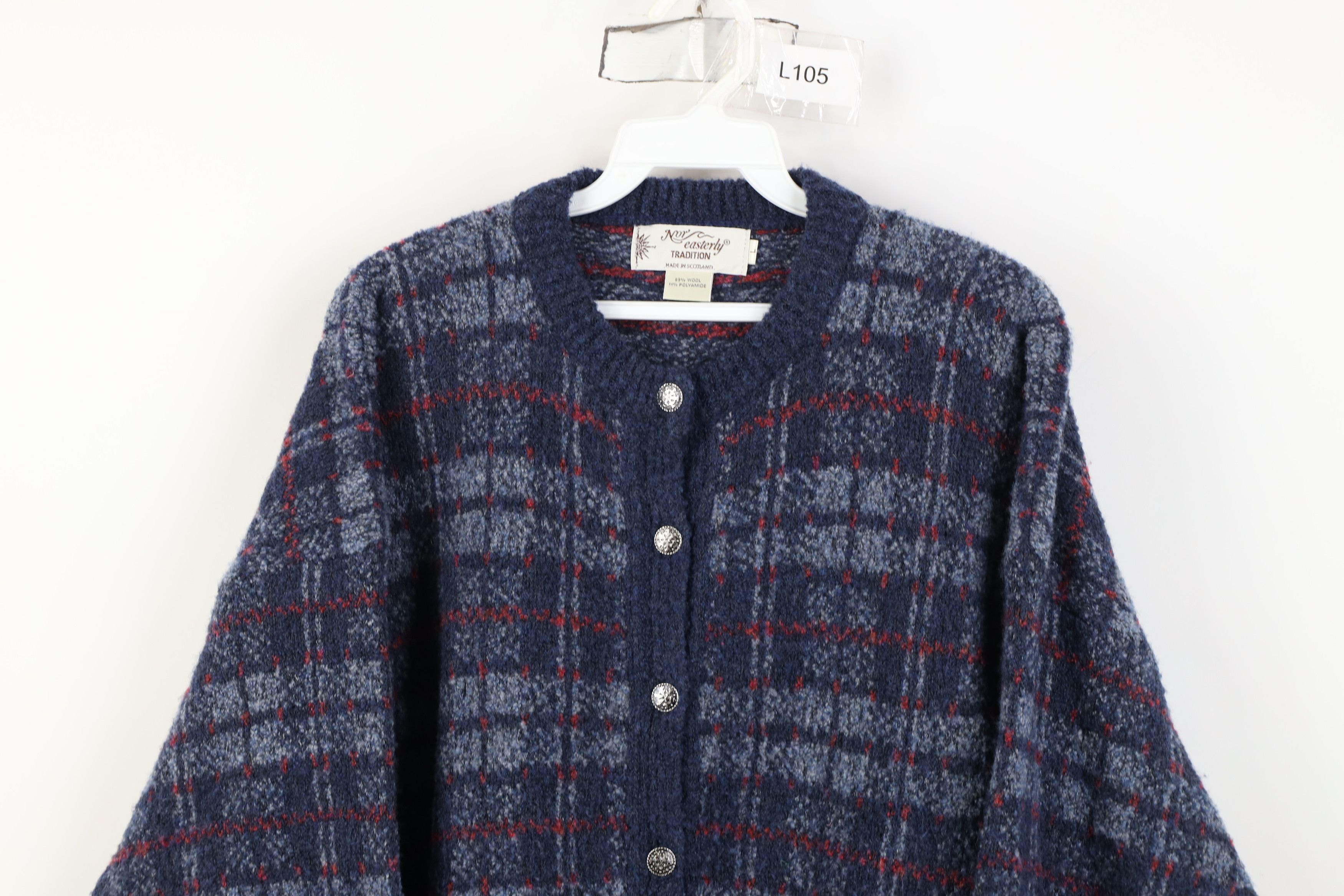 Vintage Vintage 90s Streetwear Wool Blend Cardigan Sweater Blue Size L / US 10 / IT 46 - 2 Thumbnail