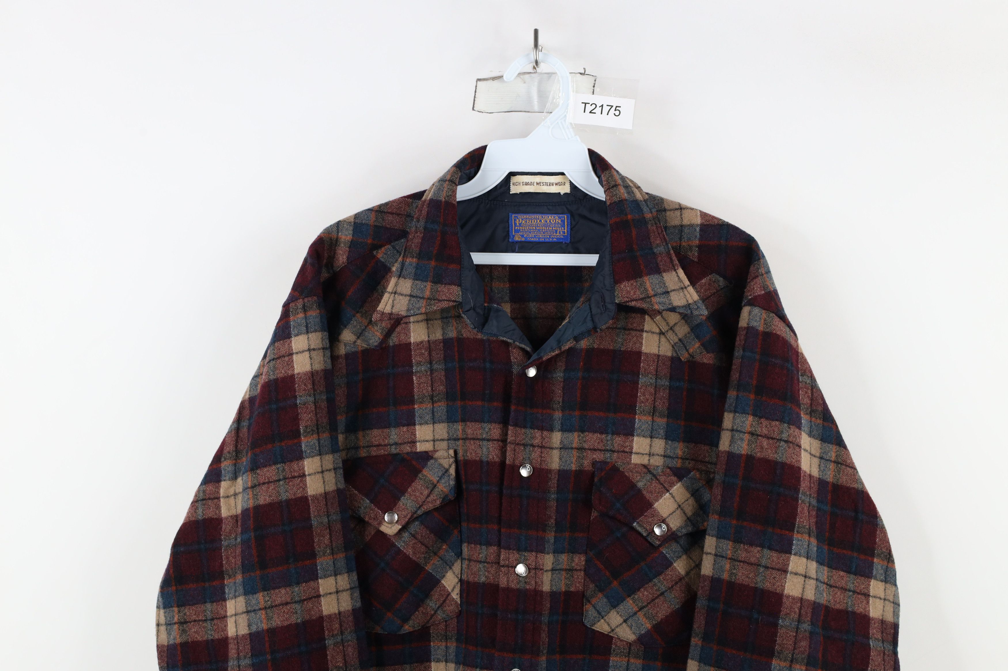 Pendleton Vintage 70s Pendleton Wool Snap Button Shirt Plaid USA Size US L / EU 52-54 / 3 - 2 Thumbnail
