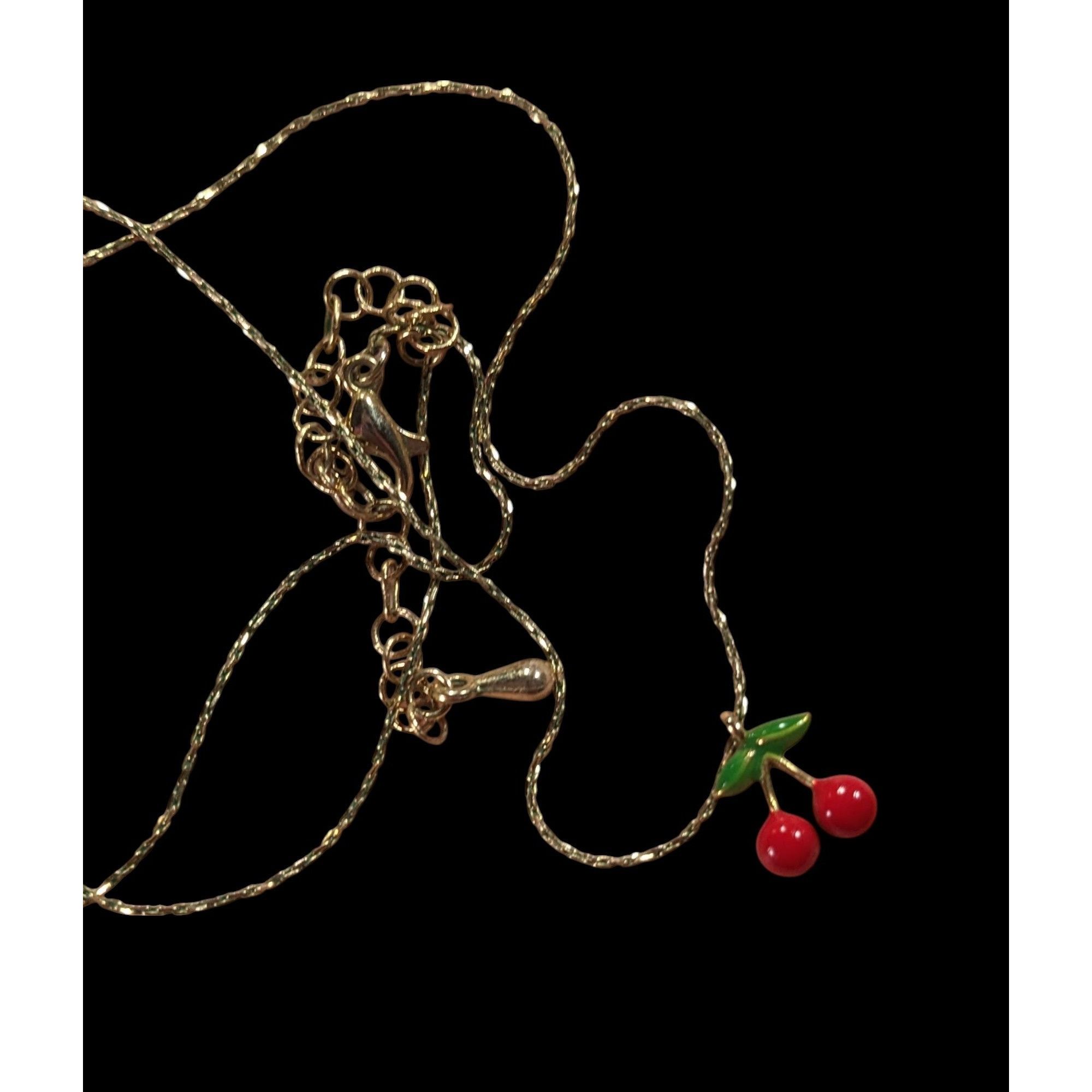 Other Minimalist Cherry Pendant Necklace With Gold Tone Chain Size ONE SIZE - 5 Thumbnail