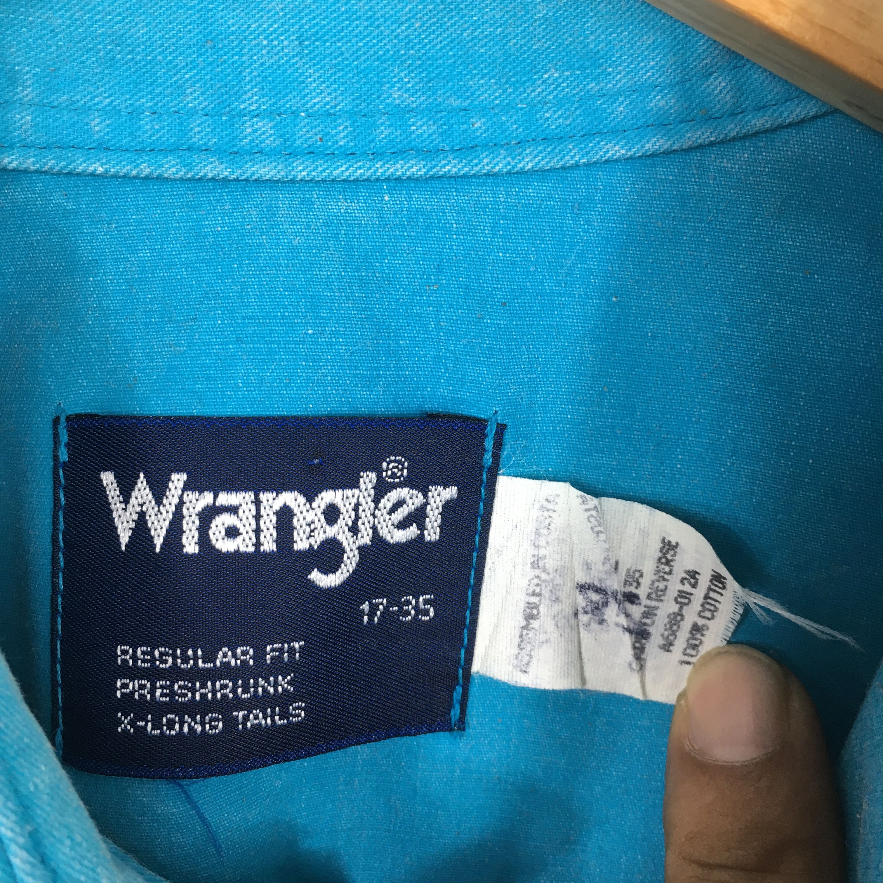 Wrangler Vintage 1980s Wrangler Green Turqoise Plain Shirt XL Size US XL / EU 56 / 4 - 5 Thumbnail