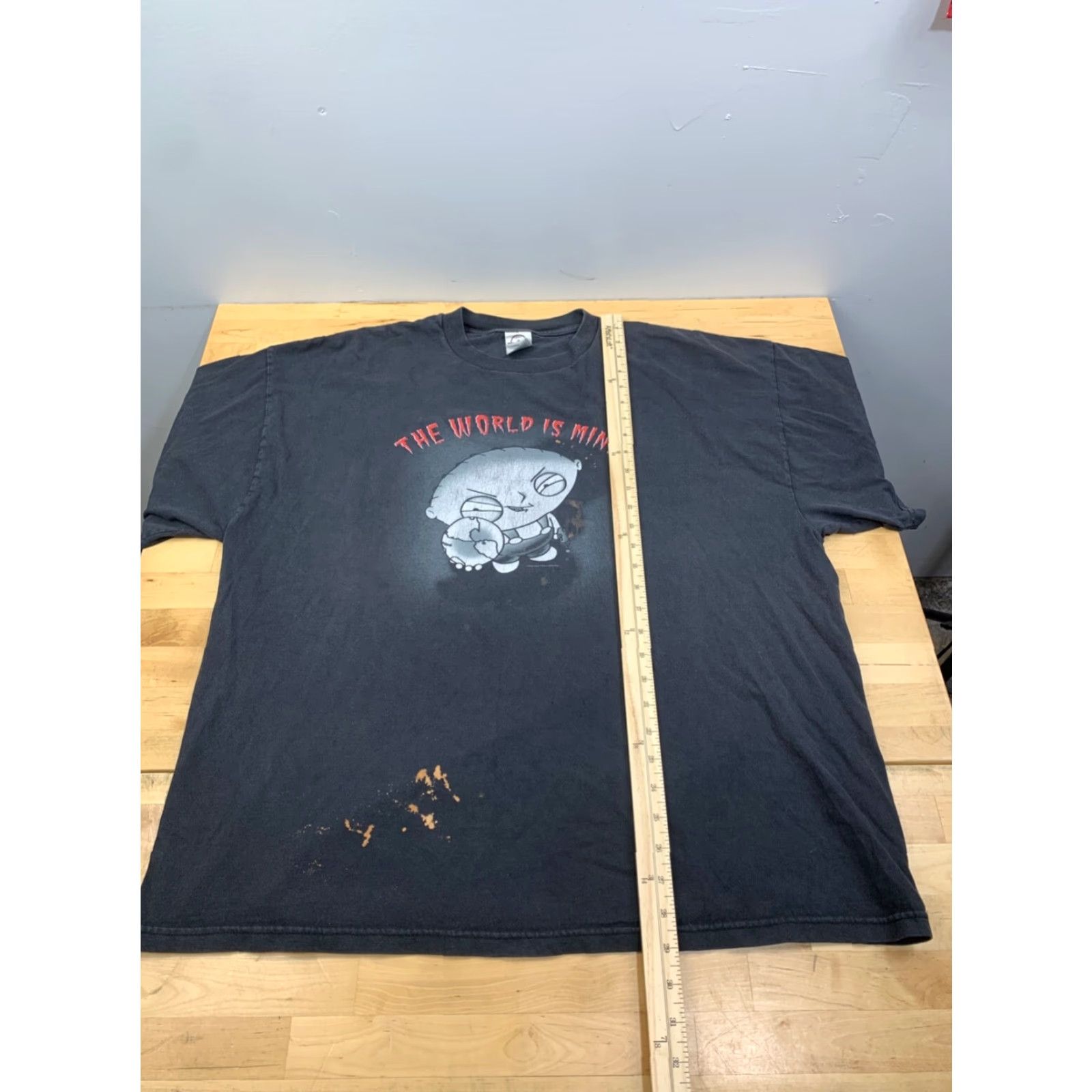 Delta VINTAGE Delta Pro Weight Shirt 2XL Black Stewie Griffin The World Is Mine Graphic Print Crew Neck Unisex Adults 2000s 90s Movie Rock Halloween Hip Hop Size US XXL / EU 58 / 5 - 5 Thumbnail