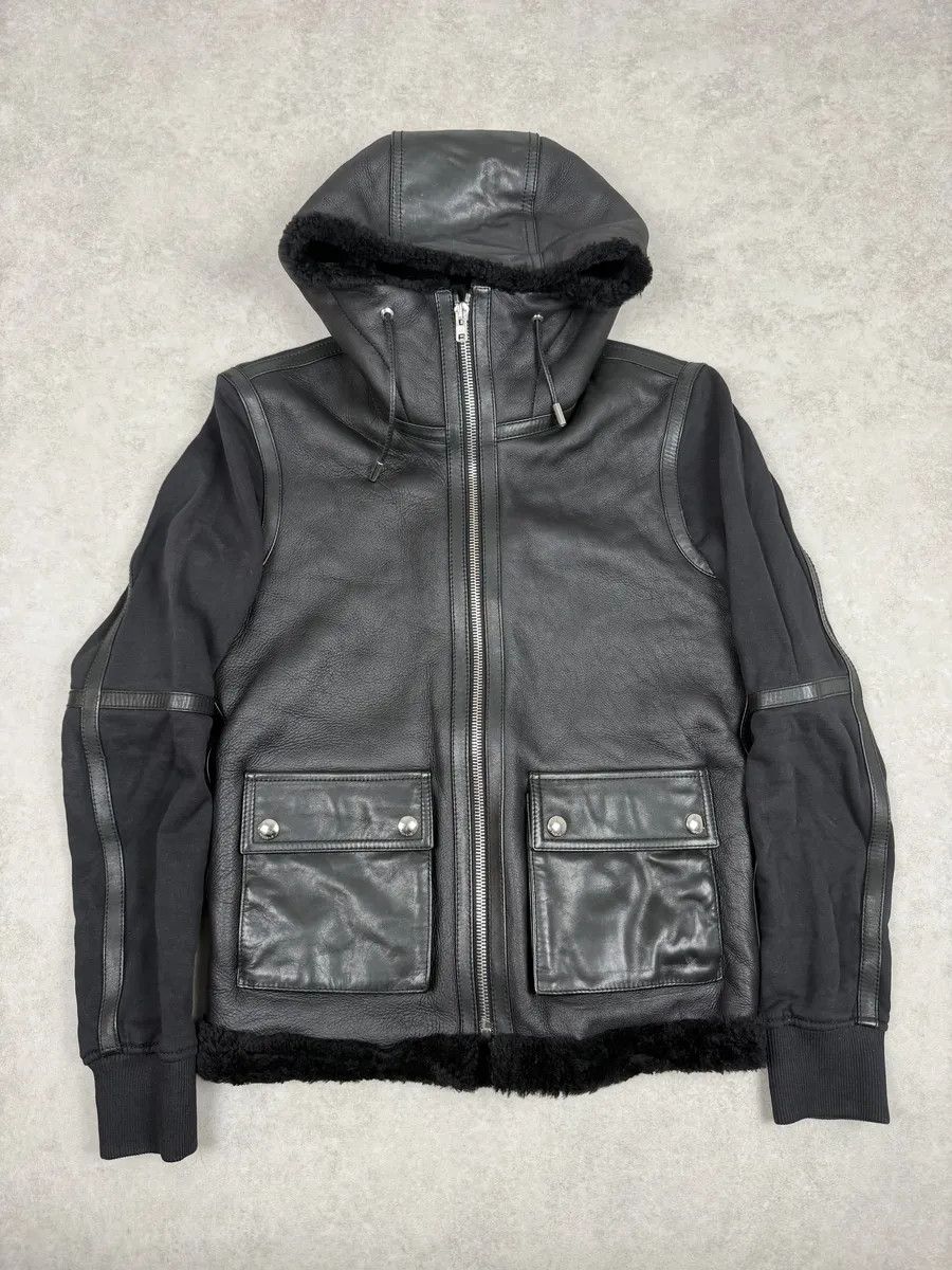 Givenchy AW2014 Givenchy Black Leather Shearling Hooded Jacket by Riccardo Tisci Size US S / EU 44-46 / 1 - 1 Thumbnail