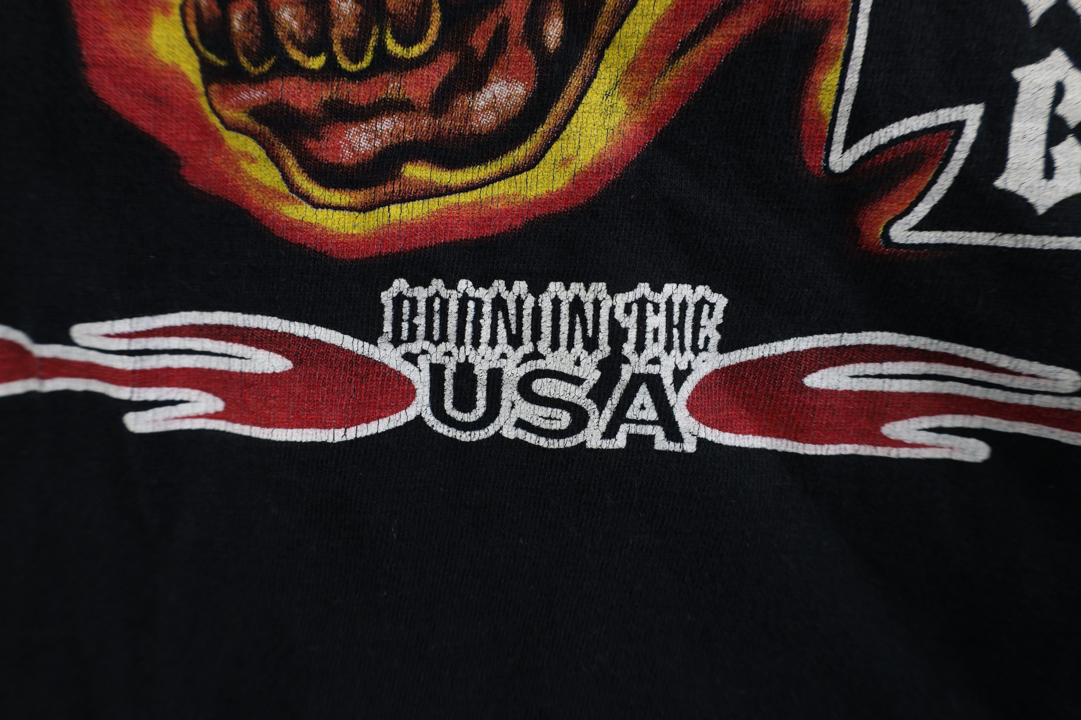 Vintage Vintage 90s Y2K American Flames Skull Motorcycle T-Shirt Size US XL / EU 56 / 4 - 5 Thumbnail