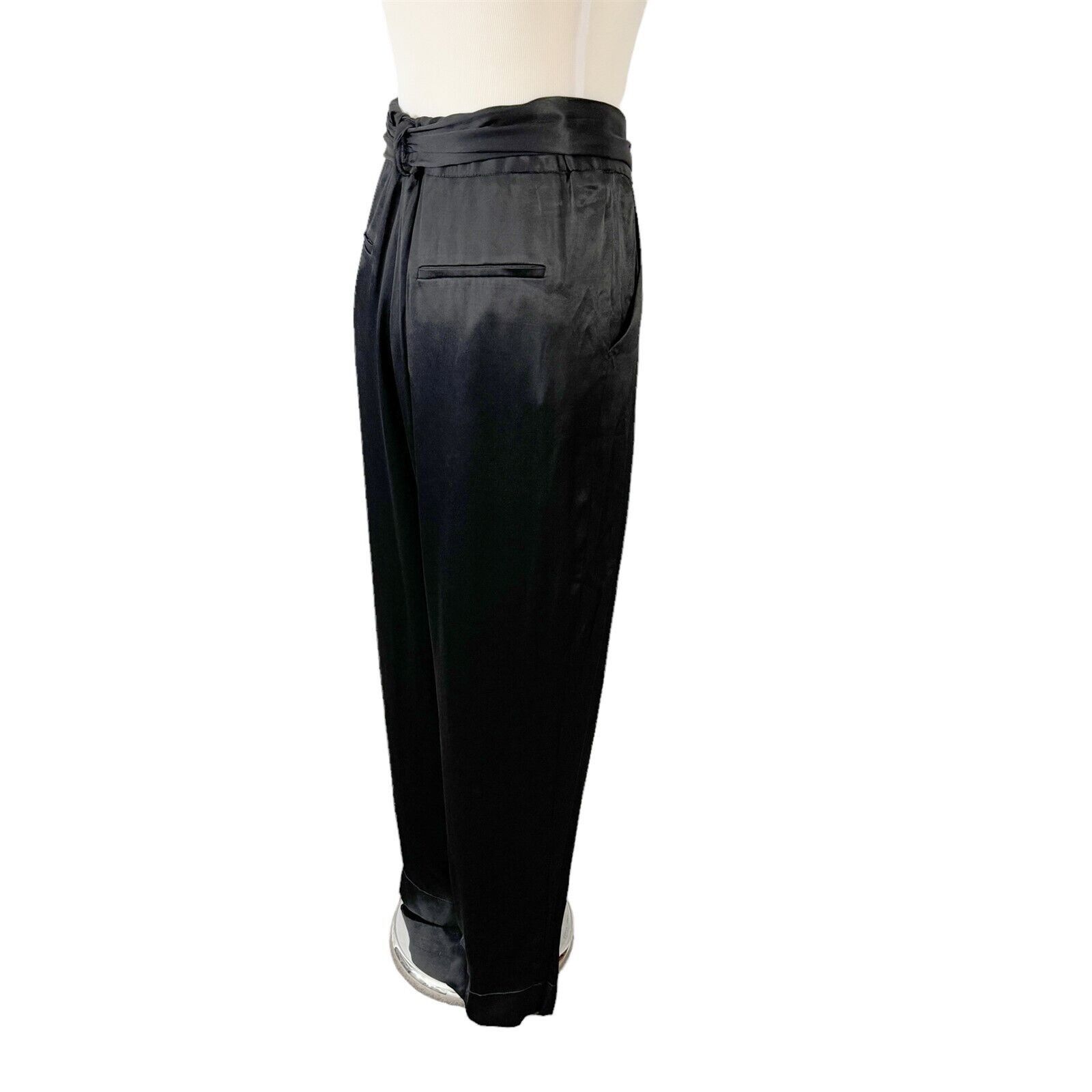 Anthropologie Anthropologie Ett:Twa Black Satin Dress Pants Size 10 Tie Wa Size 32" / US 10 / IT 46 - 9 Thumbnail