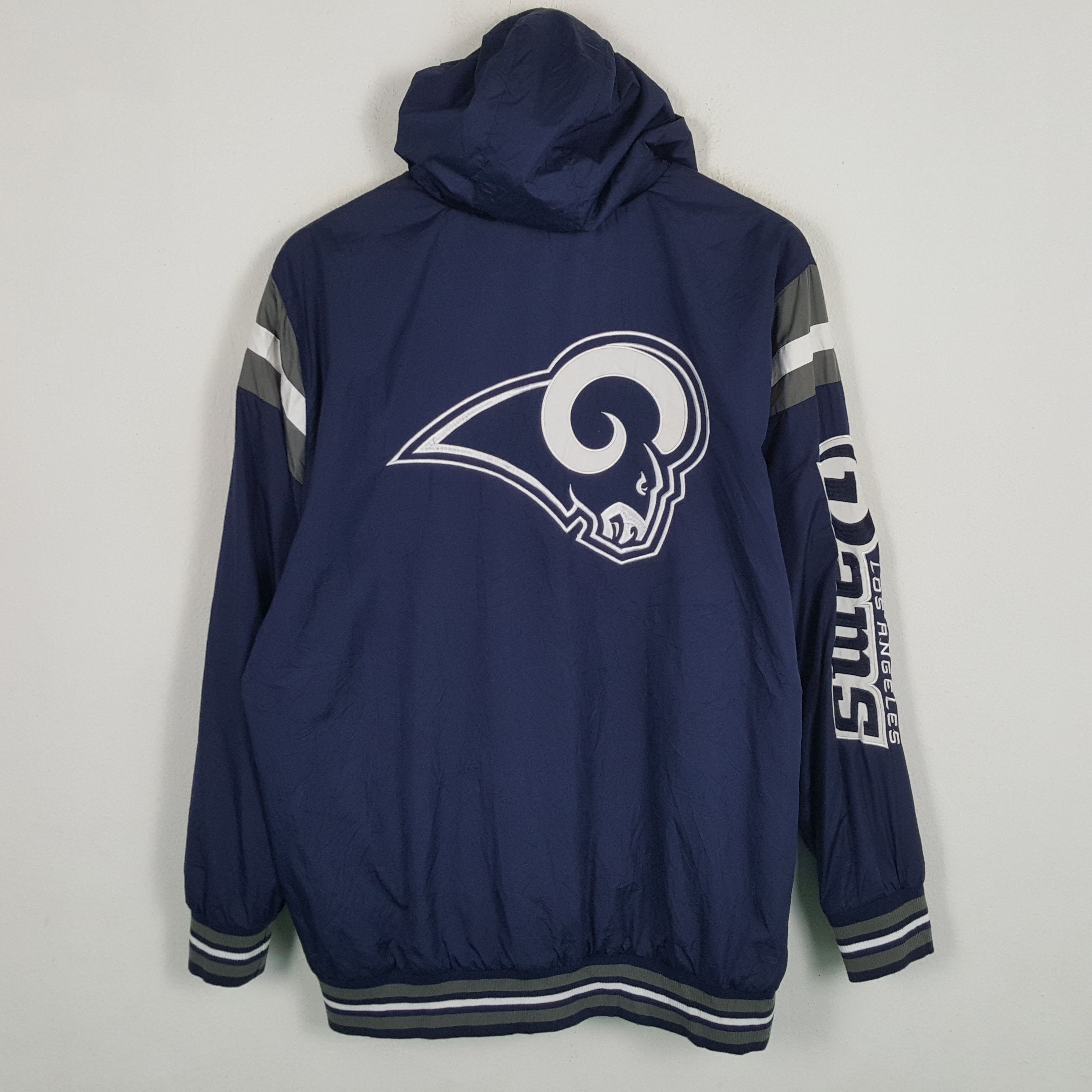 image of Nfl Los Angeles St. Louis Rams Reversible Jacket Hoodies in Blue Black, Men's (Size 2XL)