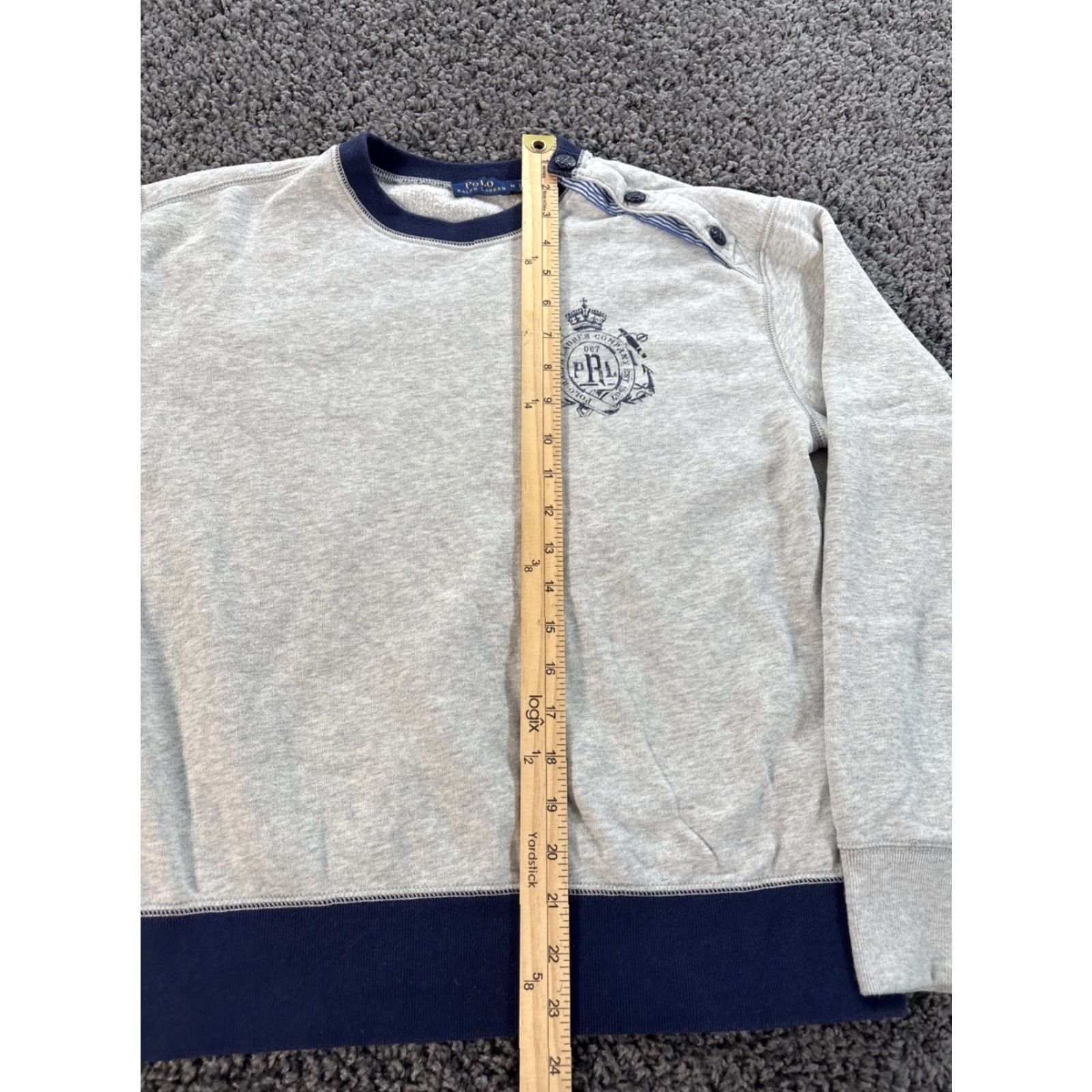Polo Ralph Lauren Polo Ralph Lauren Sweatshirt Mens Medium Gray Naval Button Sailor Bomber Y2K Size US M / EU 48-50 / 2 - 2 Thumbnail