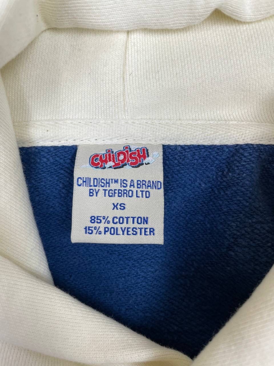 CHILDS Childish Men Cropped Hoodie Blue Cream Vintage Size XS Size US XS / EU 42 / 0 - 5 Thumbnail