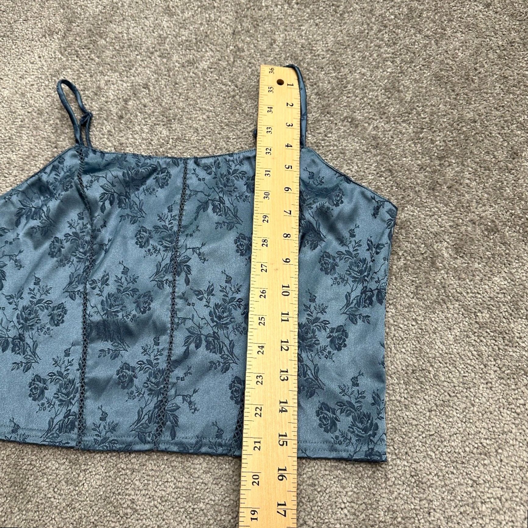 Victoria's Secret Victoria's Secret Corset Cropped Top Womens Medium Blue Floral Spaghetti Strap Tank Shirt Size M / US 6-8 / IT 42-44 - 7 Thumbnail