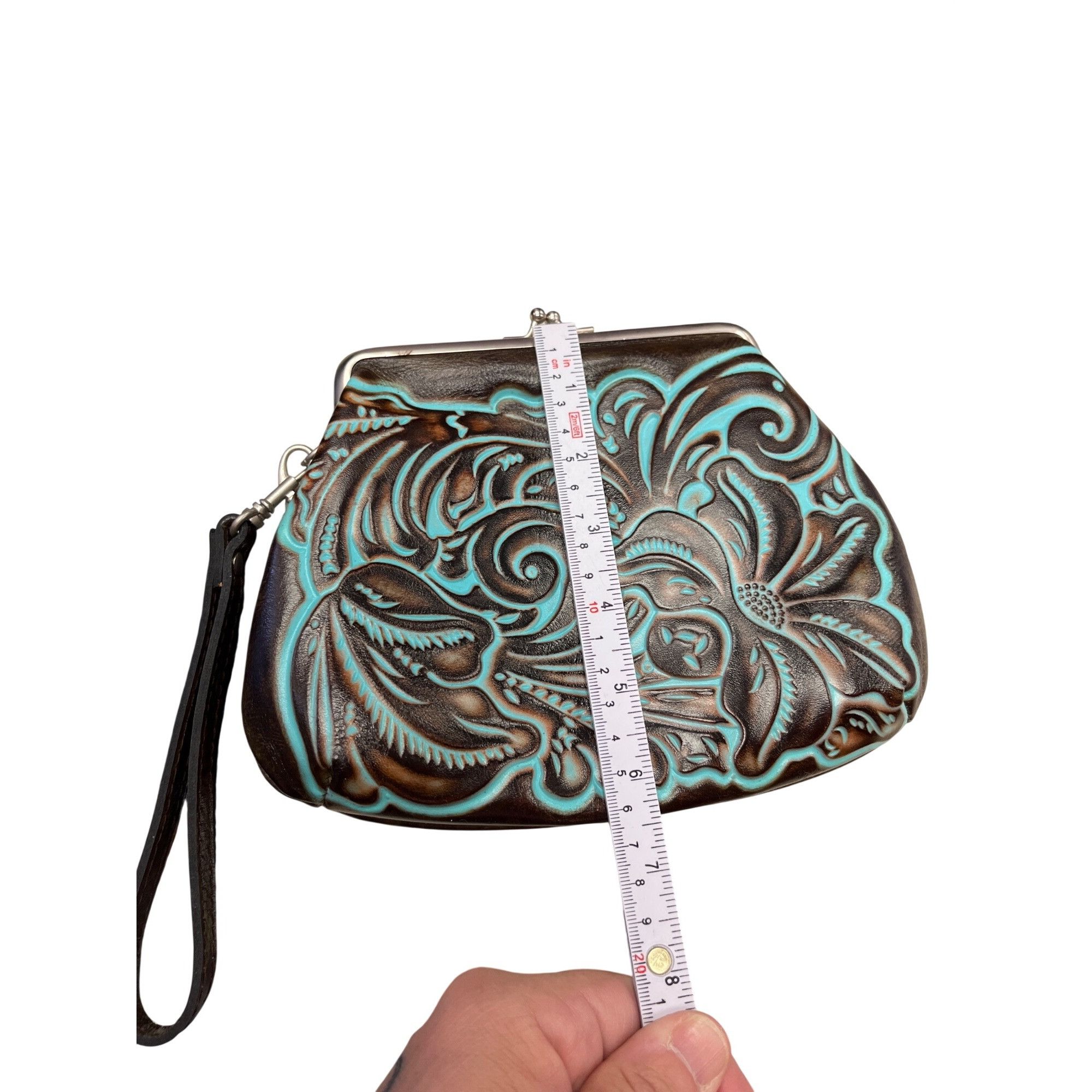 Patricia Nash Patricia Nash wms Savena turquoise black leather kisslock wr Size ONE SIZE - 11 Thumbnail