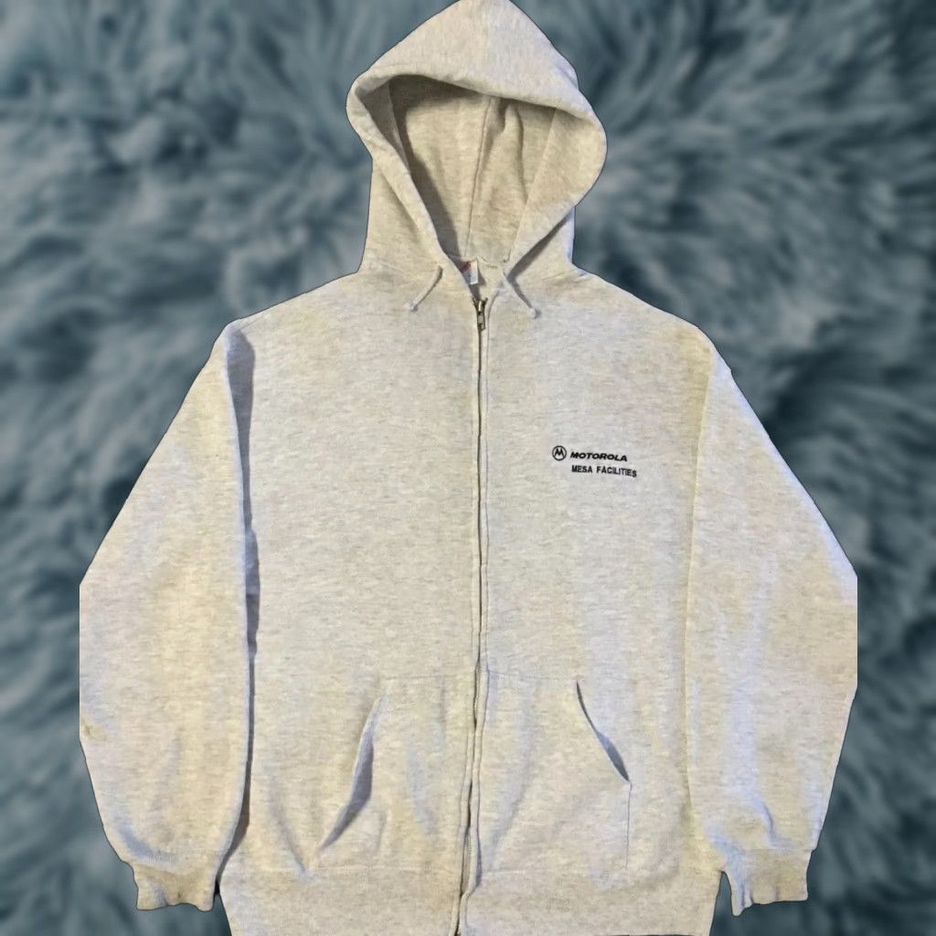 Apple VINTAGE Motorola 90s Faded Zip Hoodie M L Internet Cell Flip Phone Grunge Apple 80s Mens Gray Zip Sweatshirt Size US M / EU 48-50 / 2 - 1 Thumbnail