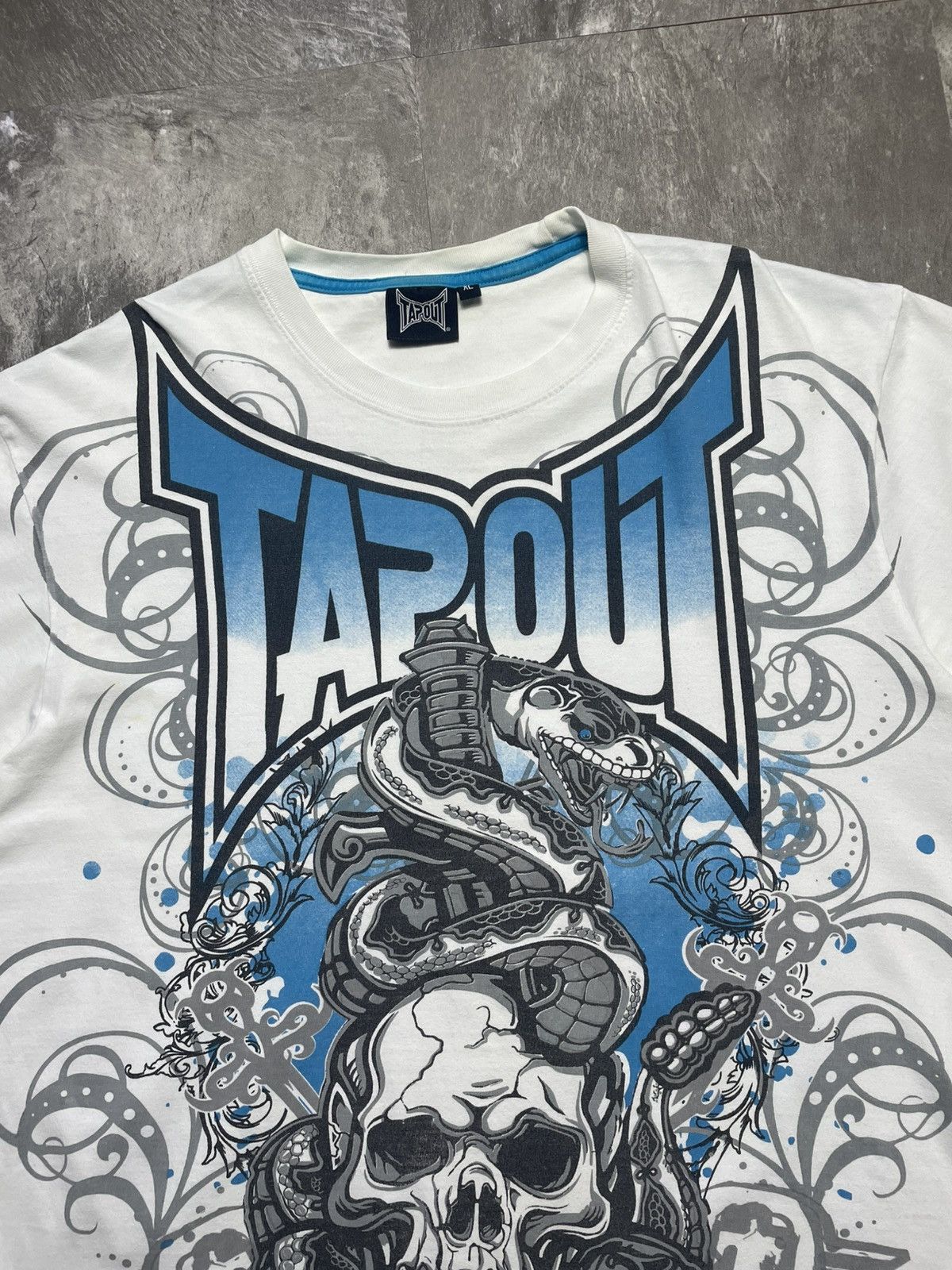 Tapout Crazy Vintage Y2k Rare Tapout Skull White All Over Print Size US XL / EU 56 / 4 - 3 Thumbnail