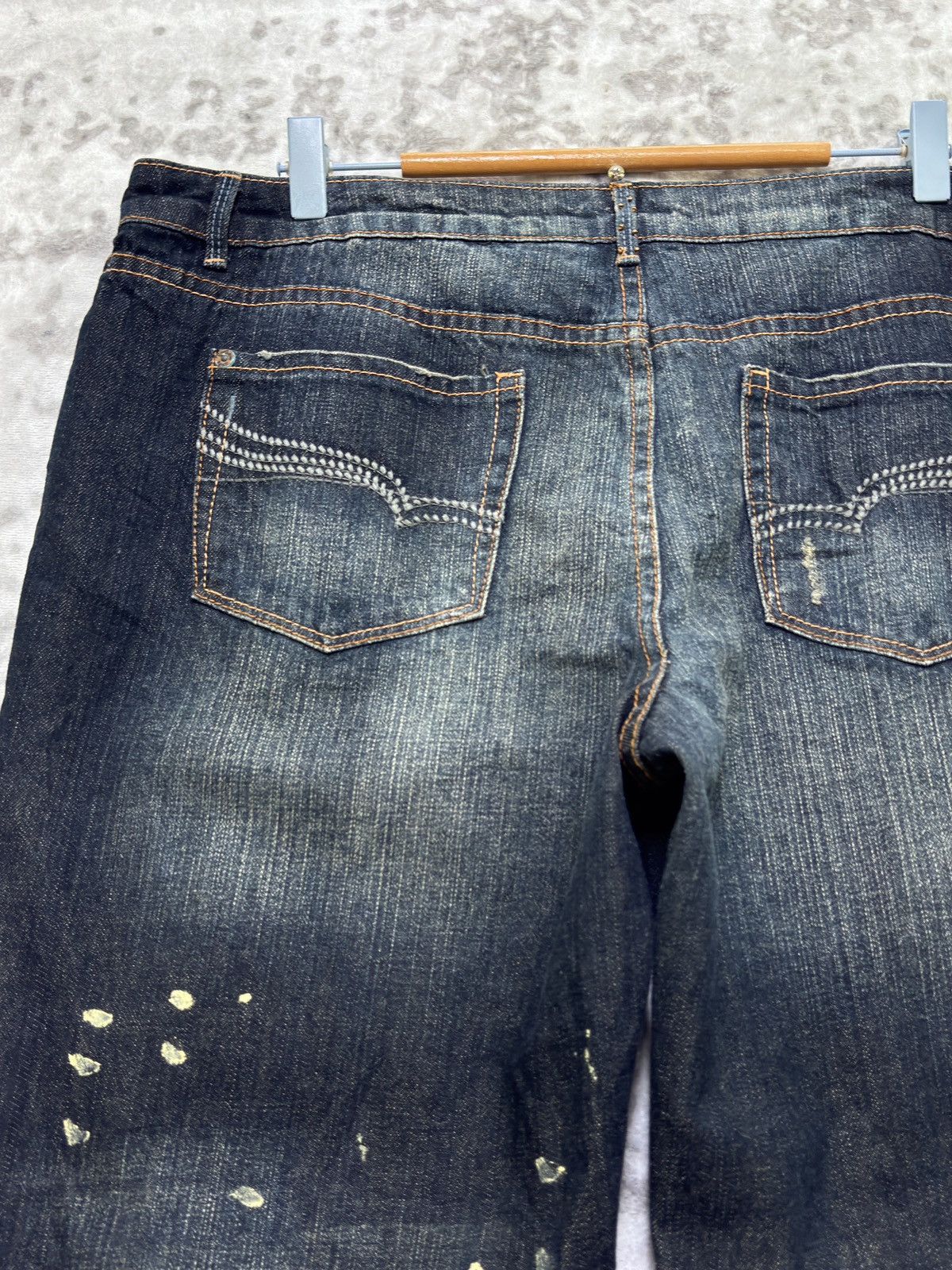 Tornado Mart Revolution Flared Denim Distressed Thrashed Paint Splatter Size US 37 - 11 Thumbnail