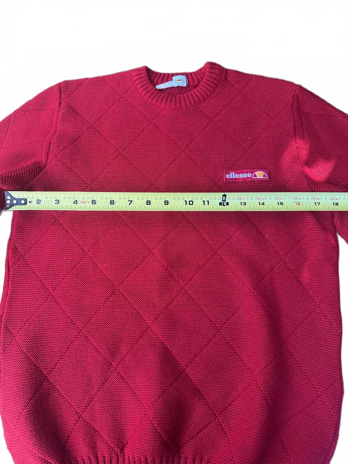 Designer Vintage Ellesse Made in Italy Red Diamond-Knit Sweater Size M / US 6-8 / IT 42-44 - 8 Thumbnail