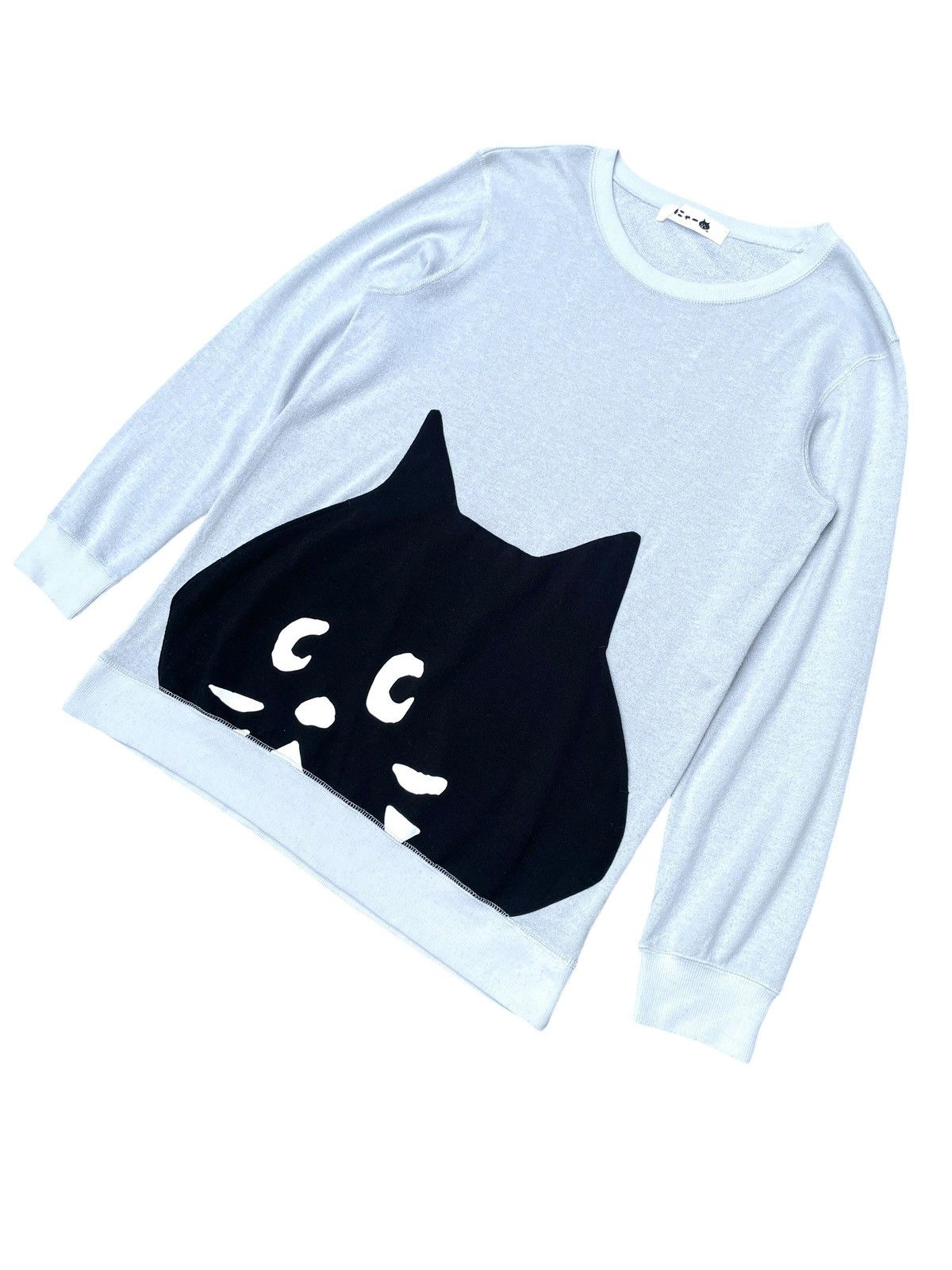 Issey Miyake Ne-net Nya Cat Light Blue Glitter Sweatshirt Size US M / EU 48-50 / 2 - 3 Thumbnail