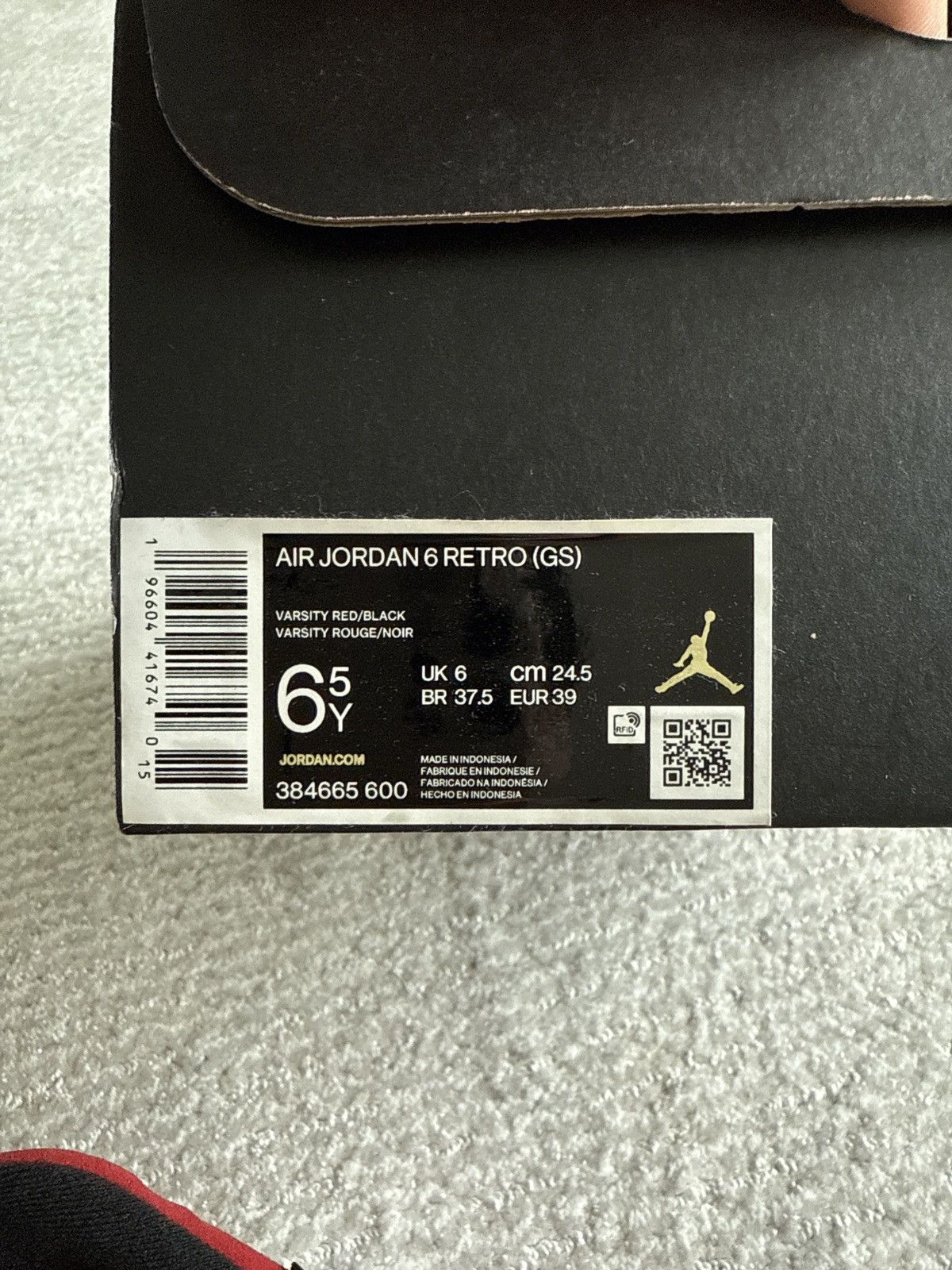 Jordan Brand Air jordan 6 Retro (GS) Size US 6.5 / EU 39-40 - 1 Thumbnail