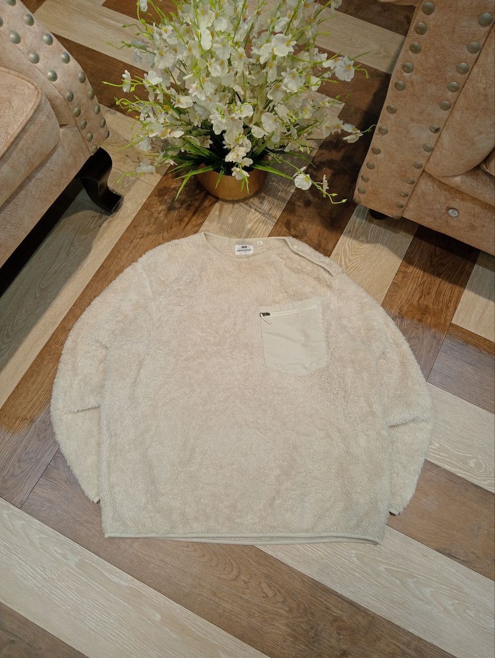 Engineered Garments × Uniqlo ENGINEERED GARMENTS DEEP PILE FLEECE PULLOVER - SIZE L CREAM Size US L / EU 52-54 / 3 - 2 Thumbnail